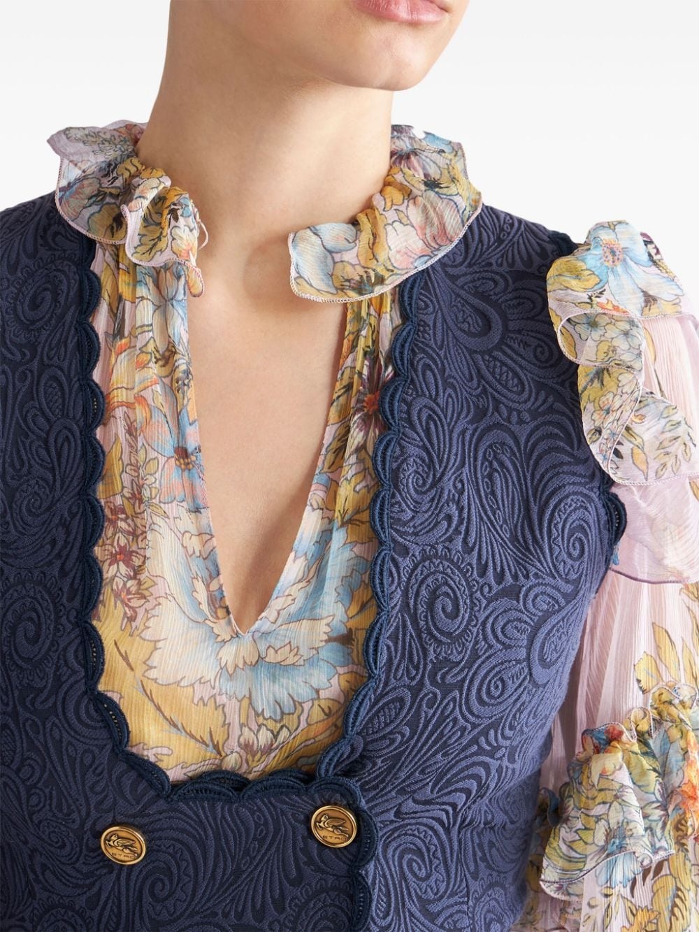 paisley-jacquard long waistcoat - 4