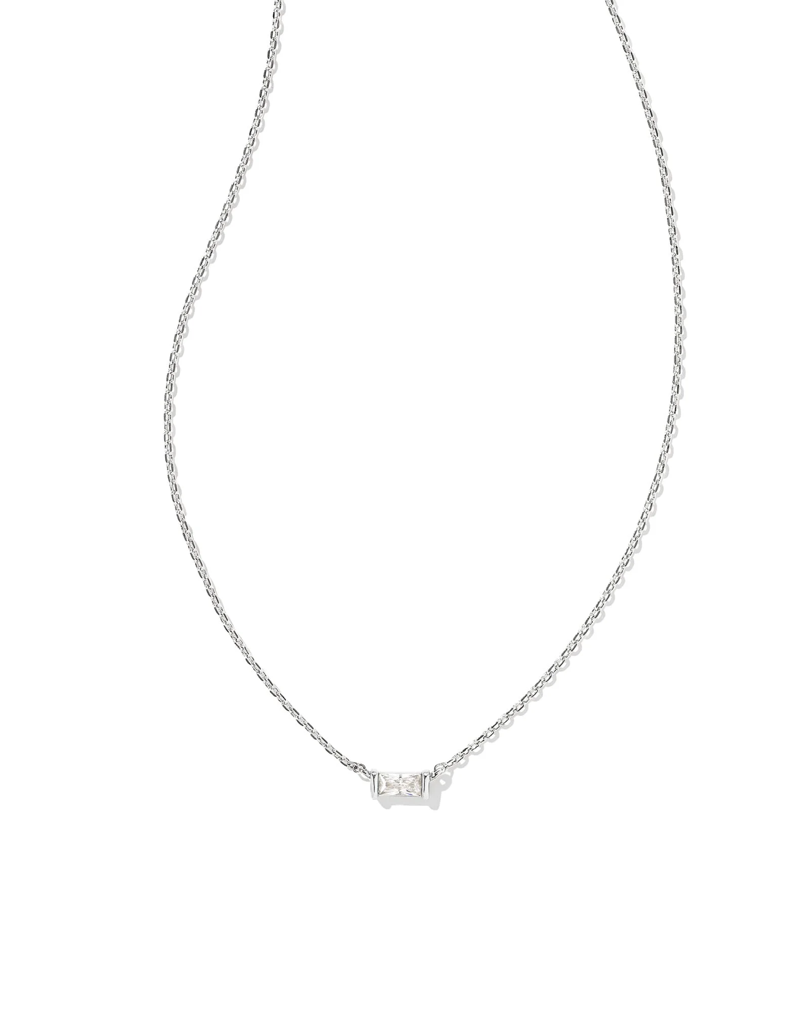 Juliette Silver Pendant Necklace in White CZ - 1