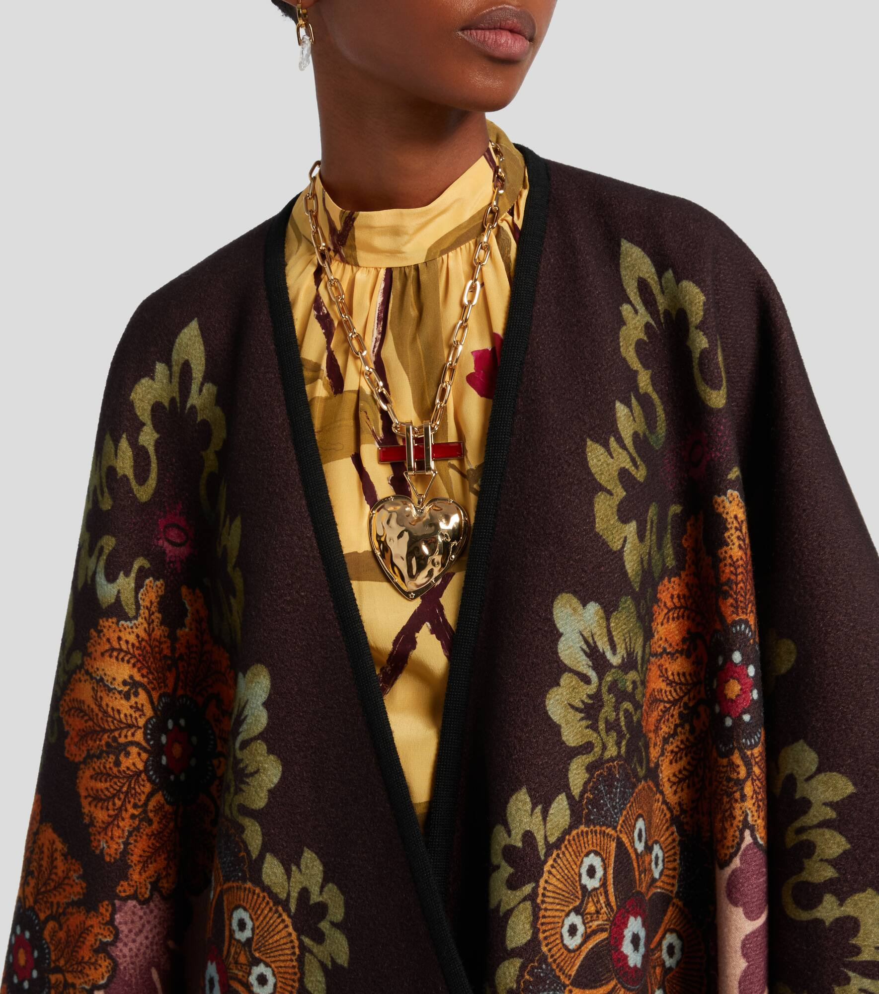 Printed virgin wool poncho - 4