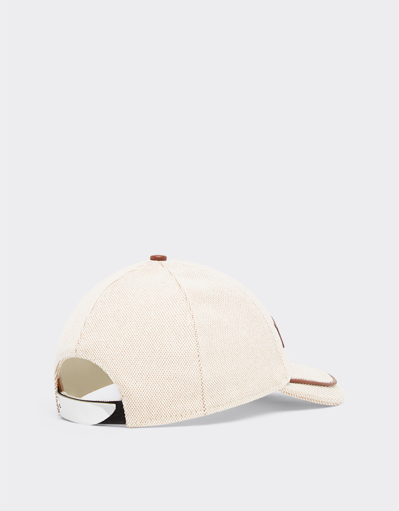 Baseball cap with embroidered Ferrari logo and leather details 3