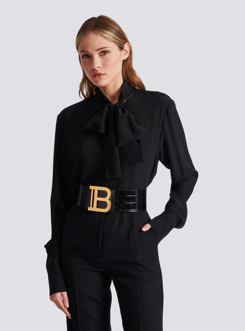 Balmain B-Belt in crocodile-print leather outlook