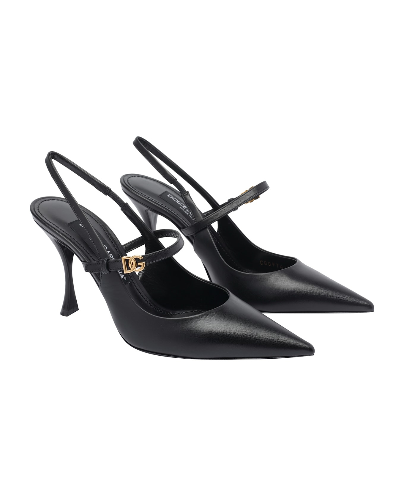 Black Leather Slingbacks - 2