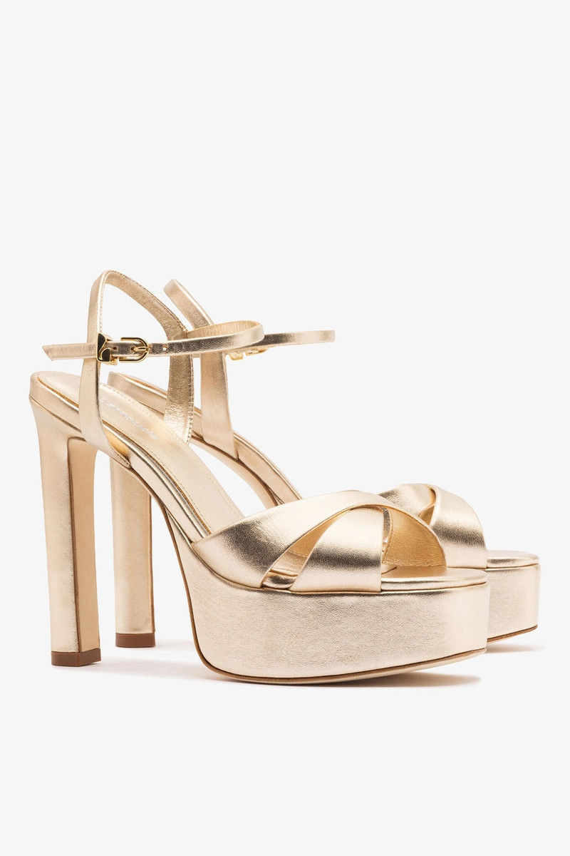 Bianca High Platform Sandal In Platina Metallic Leather 3
