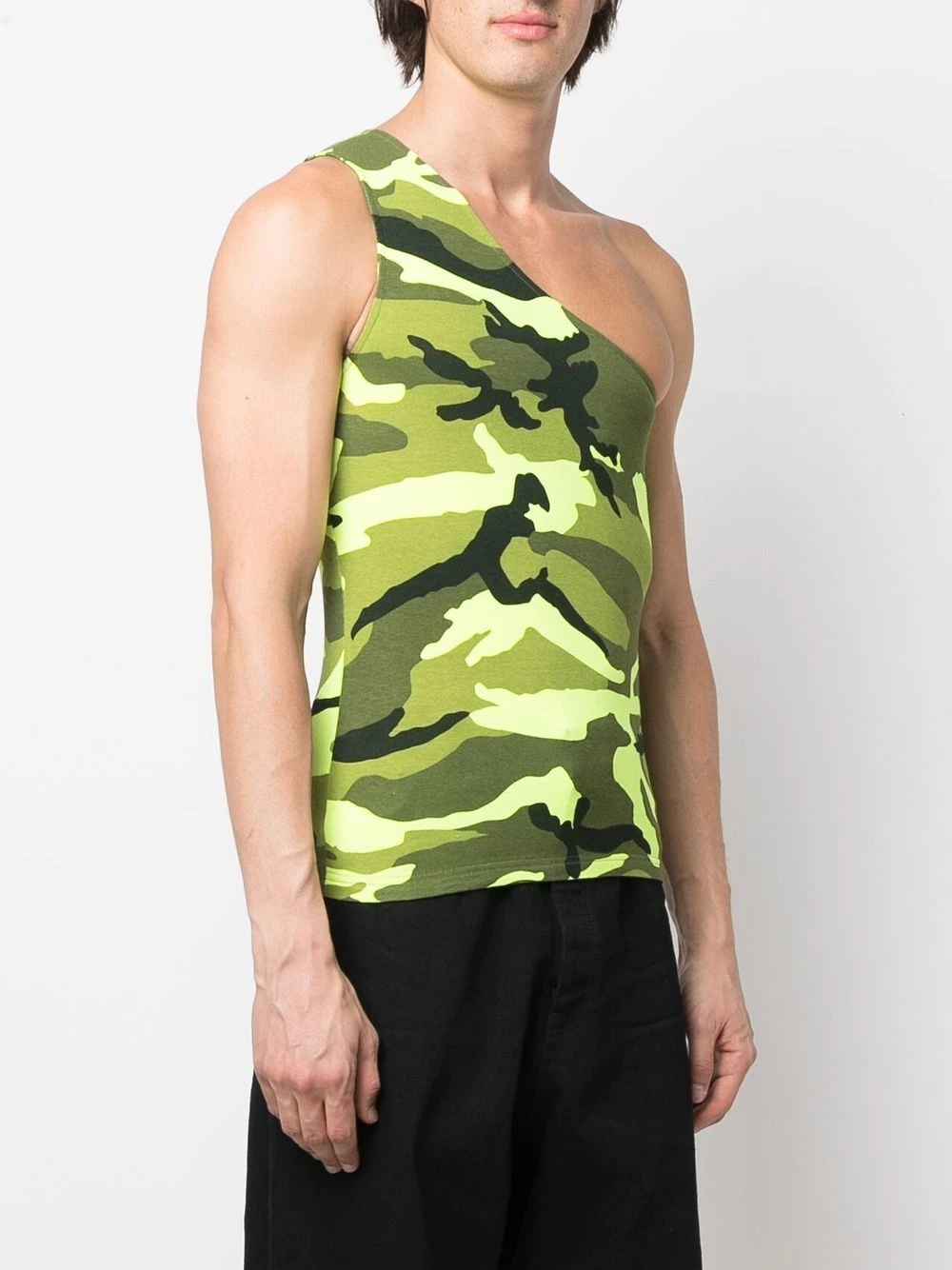 asymmetric camouflage-print tank top - 3