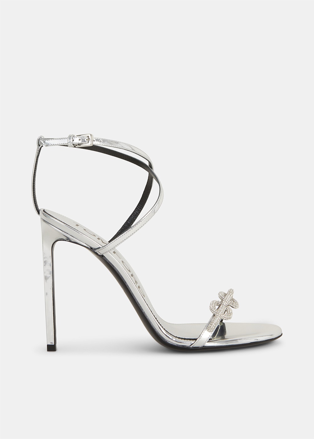 Silver Chain Ankle Wrap Sandals - 1