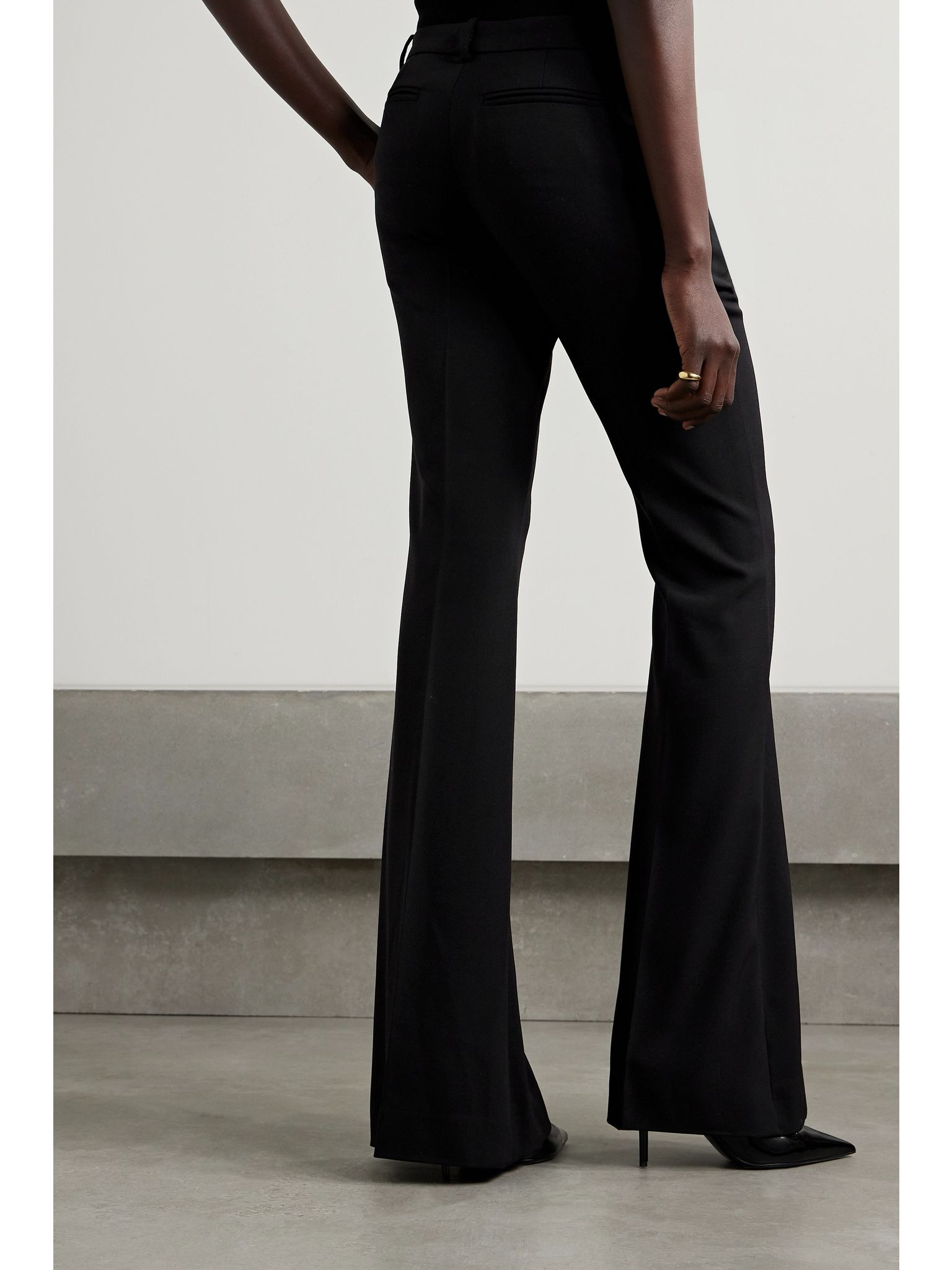 Icons embellished wool-blend flared pants Black - 4