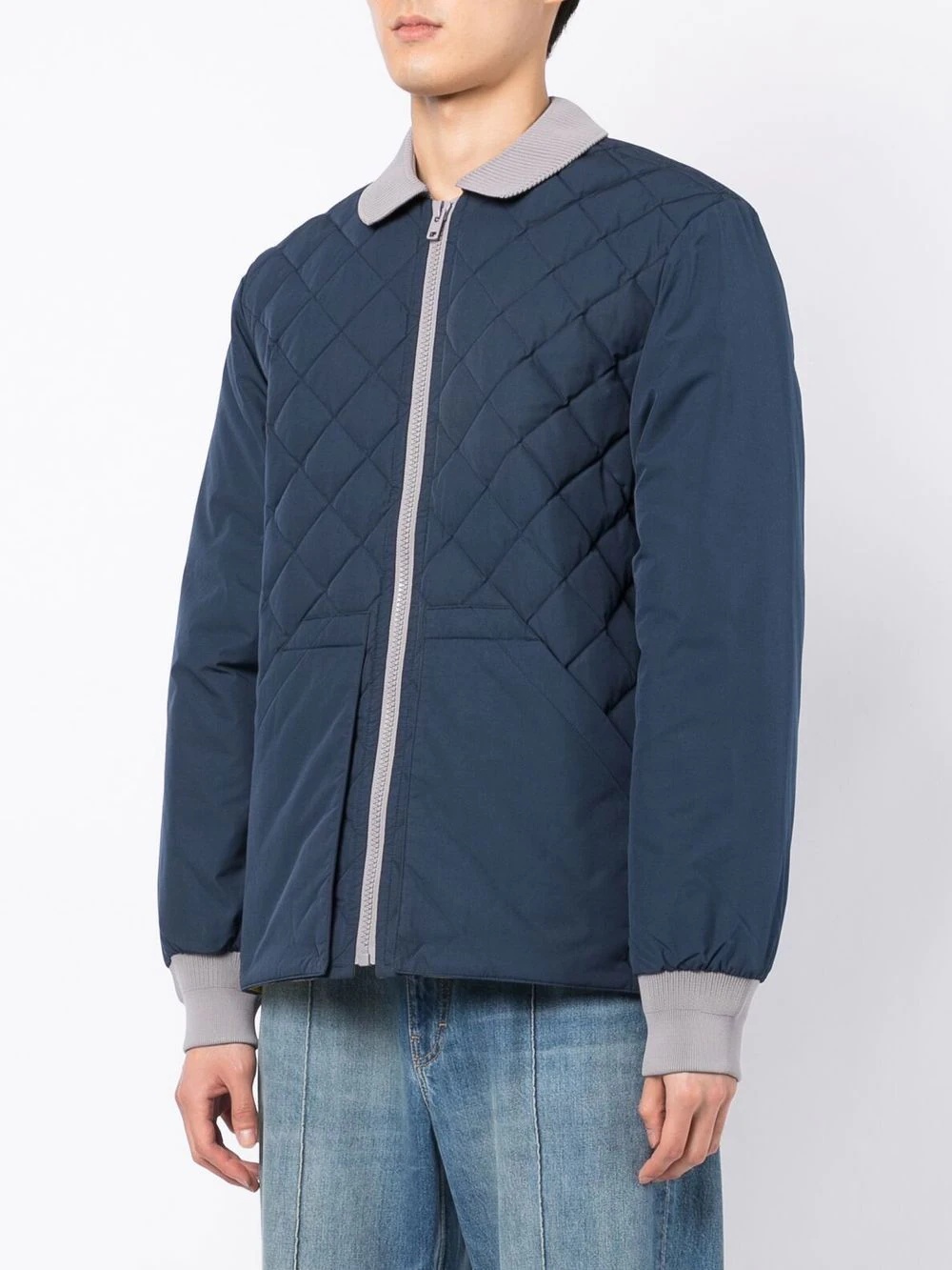 two-tone diamond-quilt jacket - 3