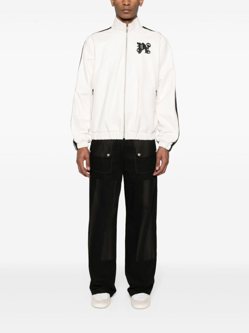 Palm Angels monogram-patch leather jacket outlook