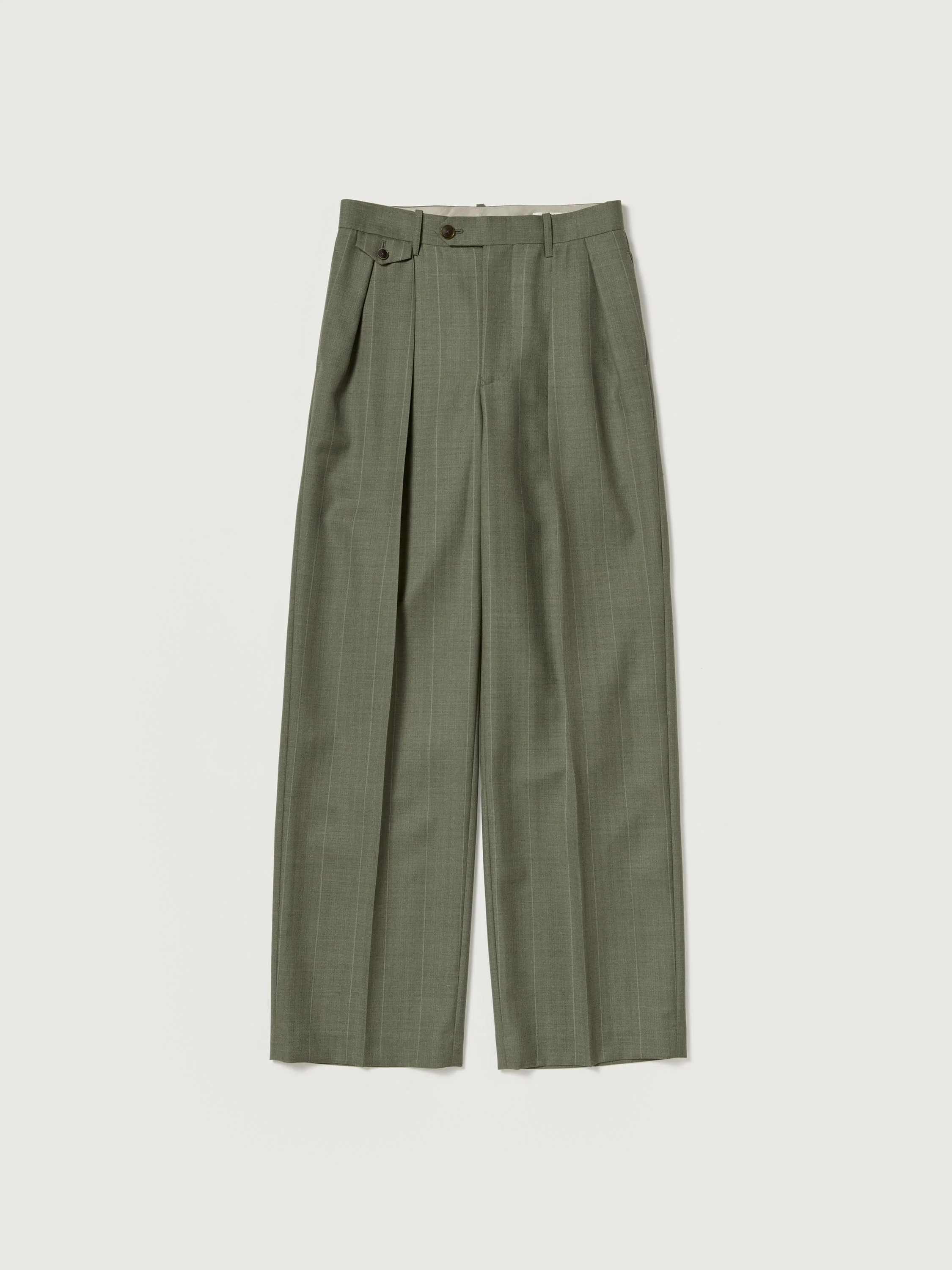 BLUEFACED WOOL TWO-TUCK SLACKS - 1
