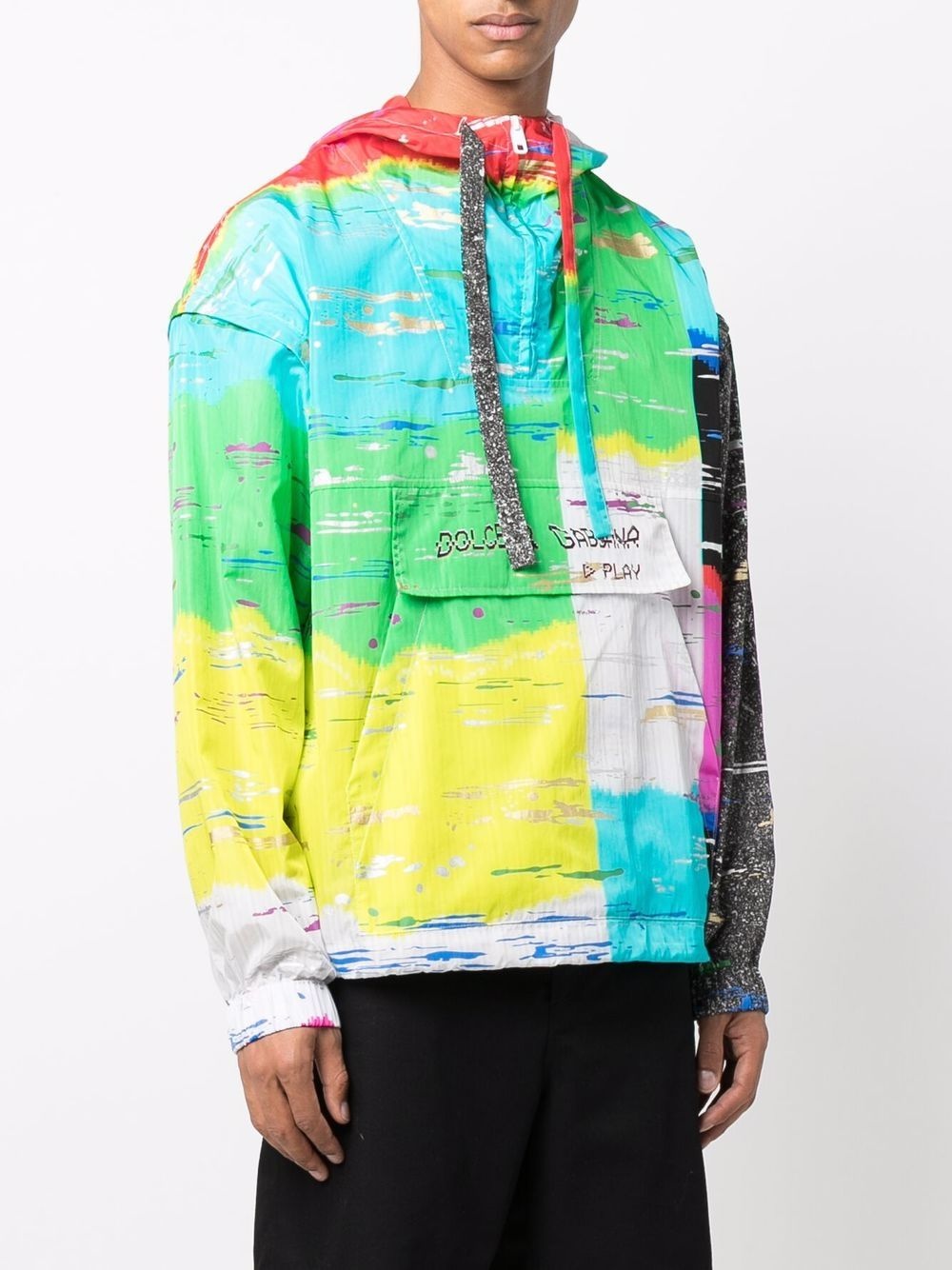 abstract-print logo hoodie - 3