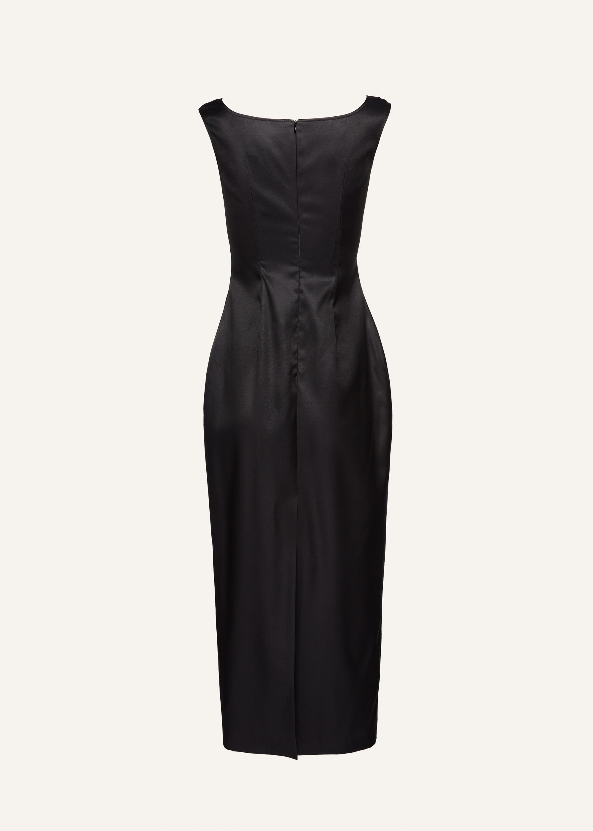 Round neck midi dress in black - 2