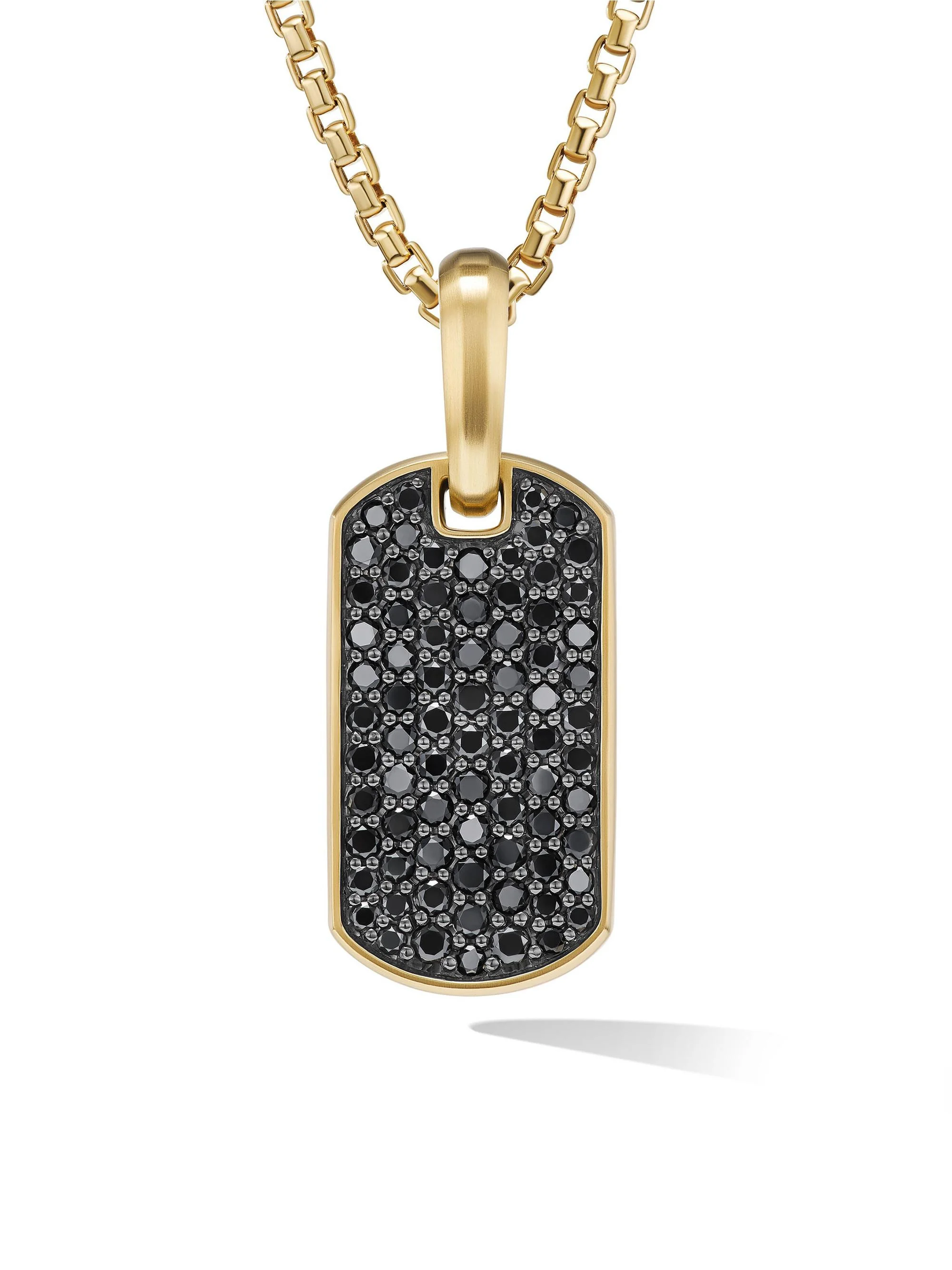 Men's Chevron Tag in 18K Yellow Gold - Black Diamond - 1