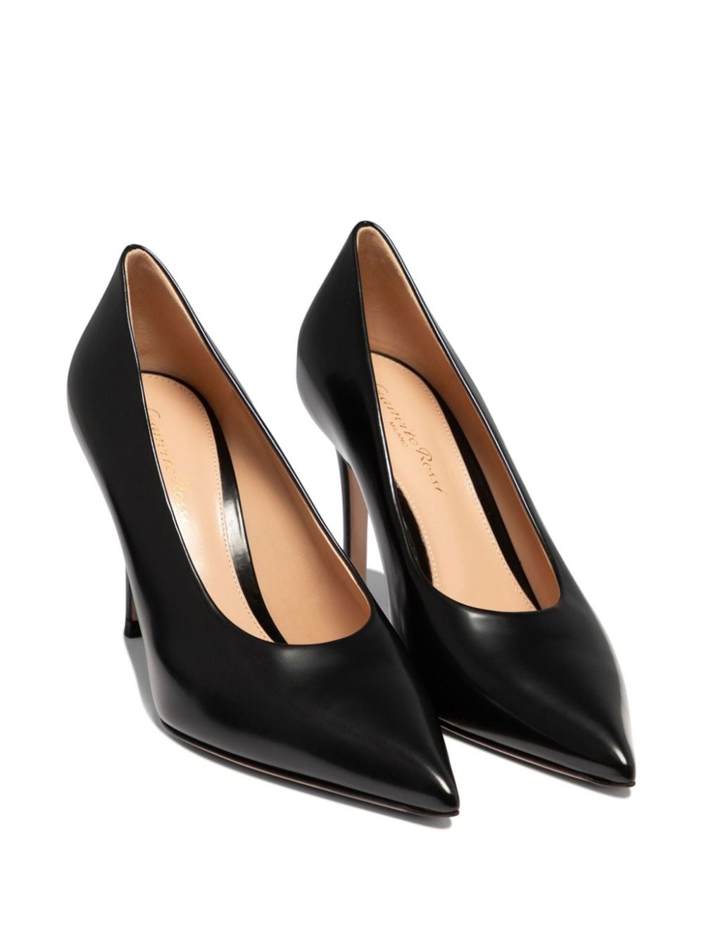 85mm pointed-toe leather pumps - 5