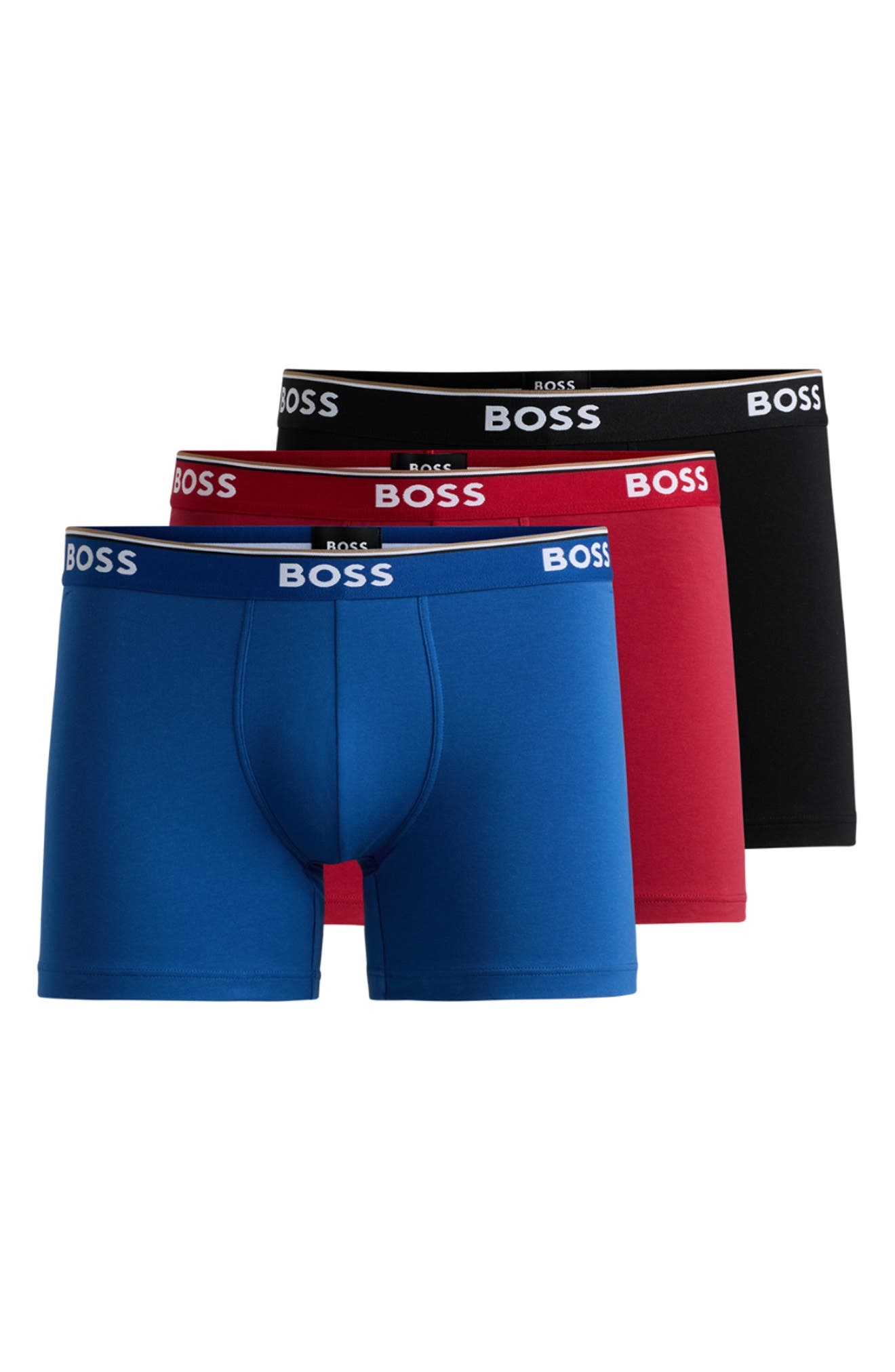 BOSS 3-Pack Power Stretch Cotton Boxer Briefs in Black/Red/Blue at Nordstrom - 5