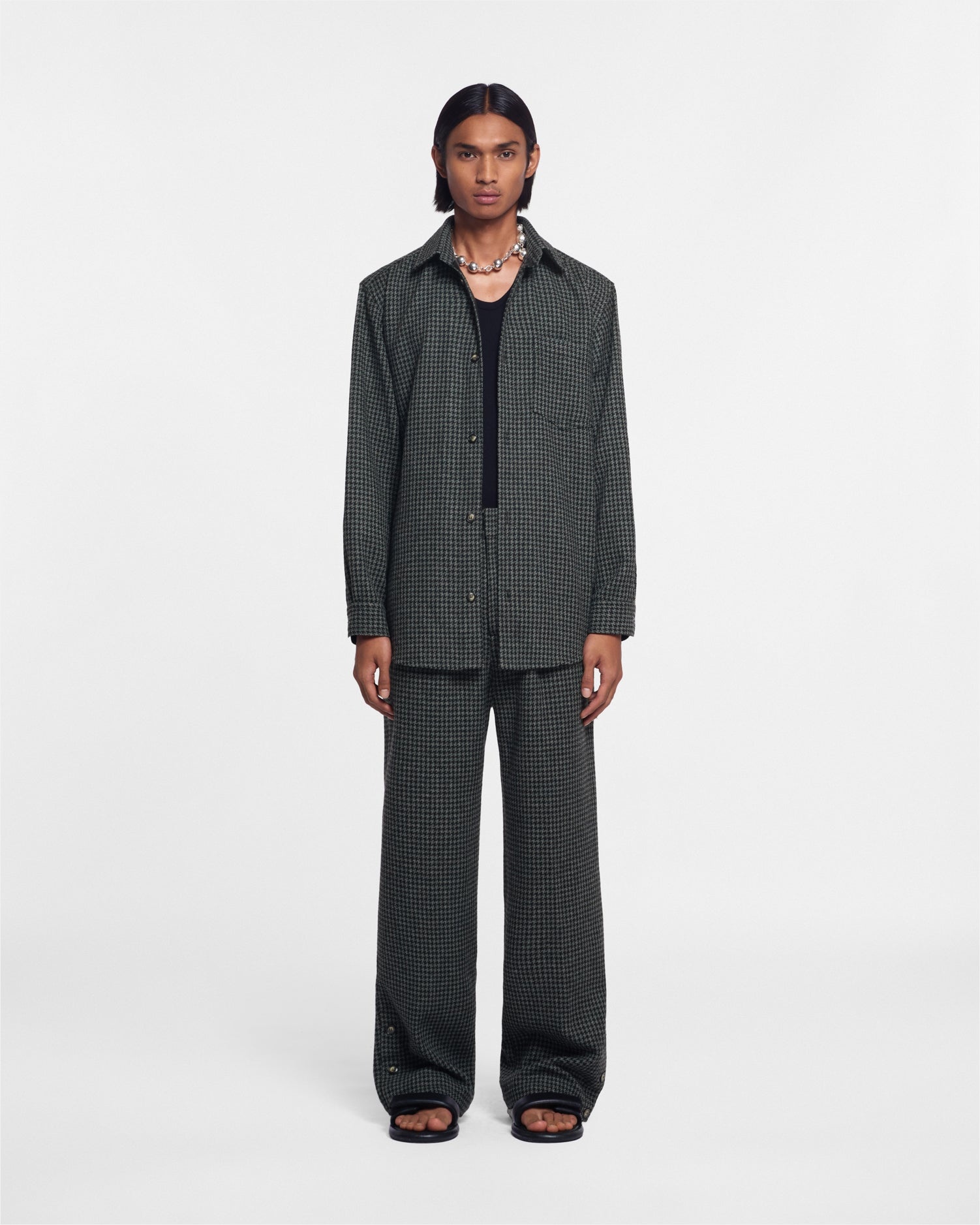 Houndstooth Wool Shirt - 2