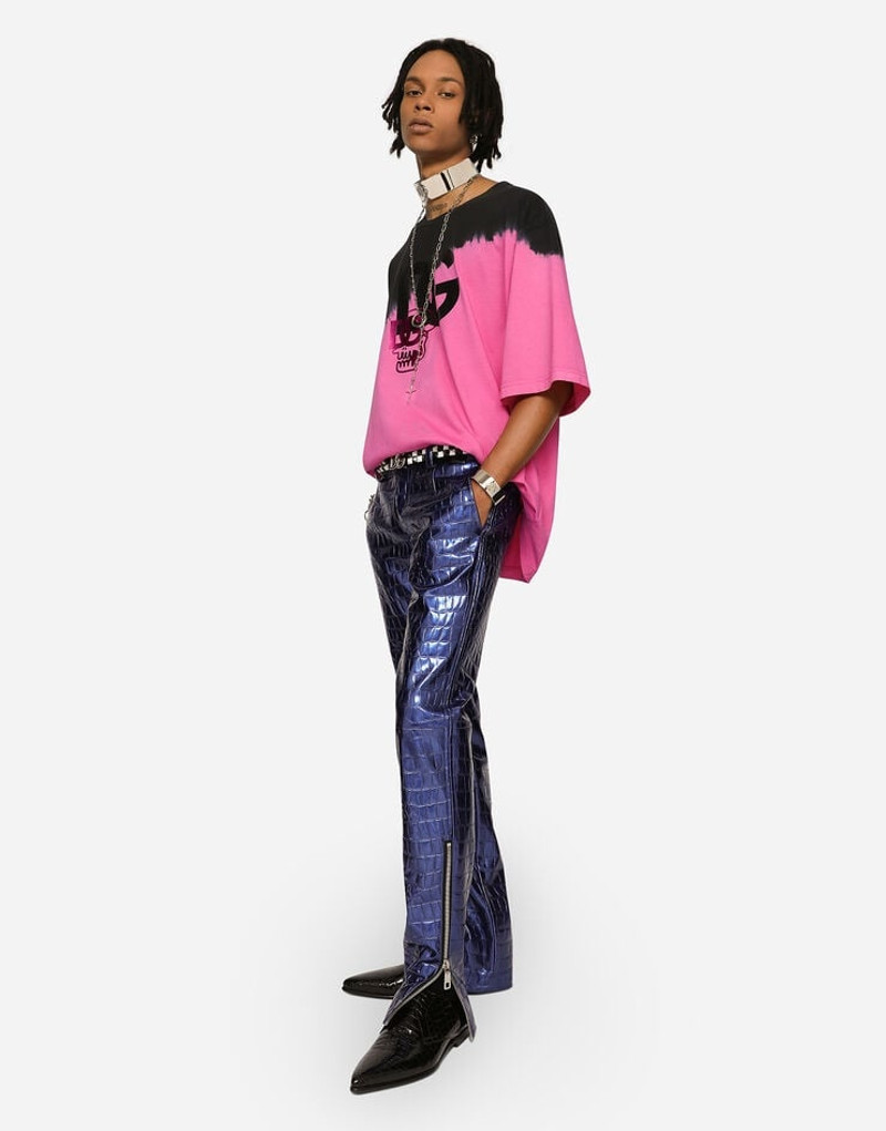 Alligator-print technical fabric pants 6