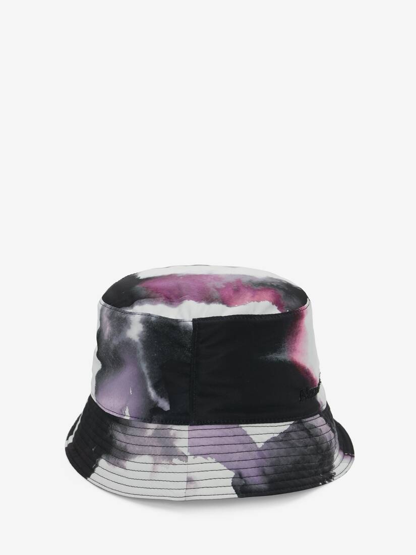 Women's Watercolour Graffiti Seal Logo Reversible Bucket Hat in Black/multicolour - 3