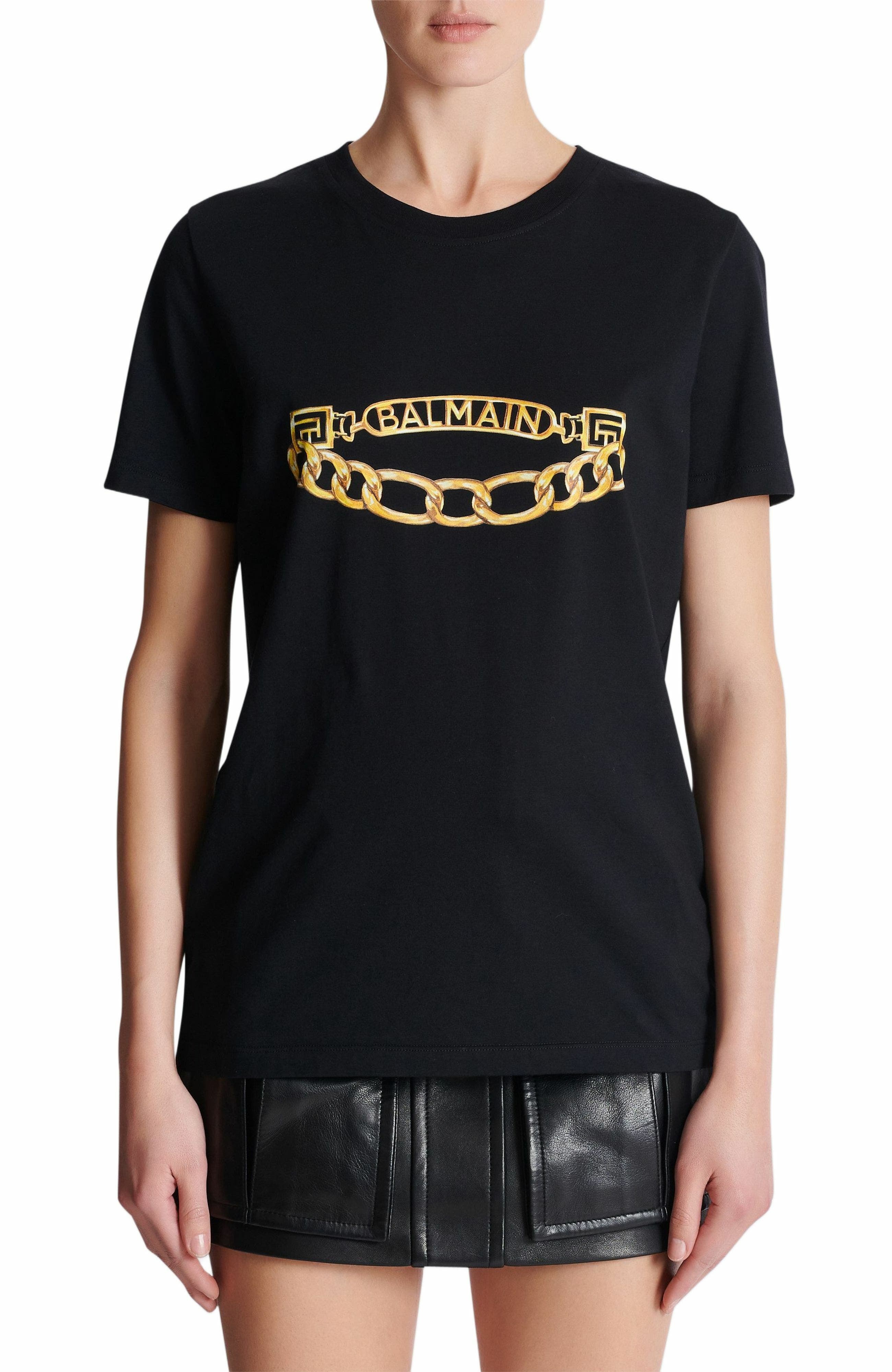 Short-sleeved Balmain Chain print T-shirt in Black at Nordstrom - 7