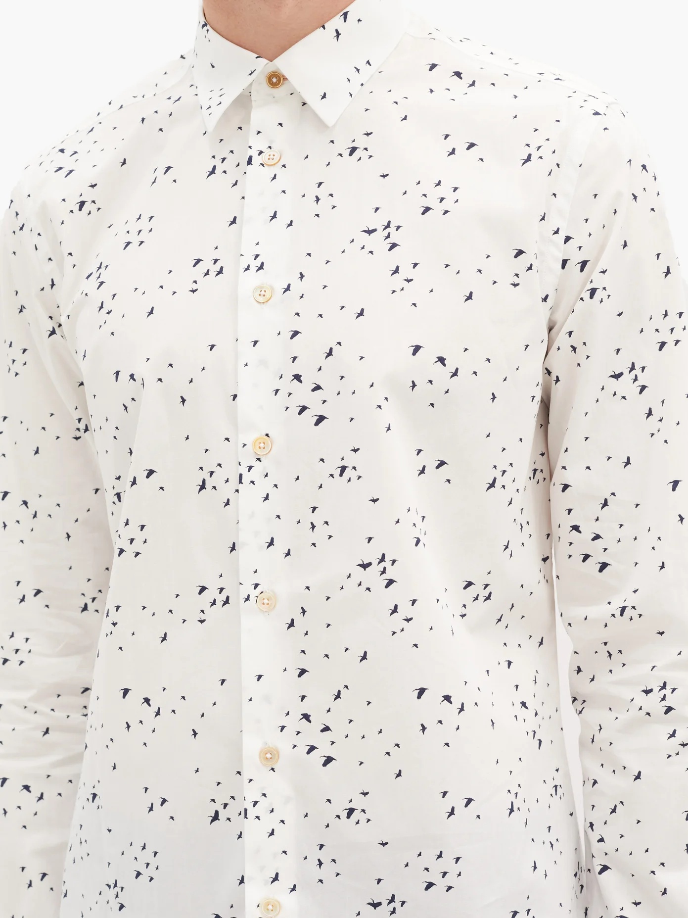 Swallow-print cotton-poplin shirt - 3