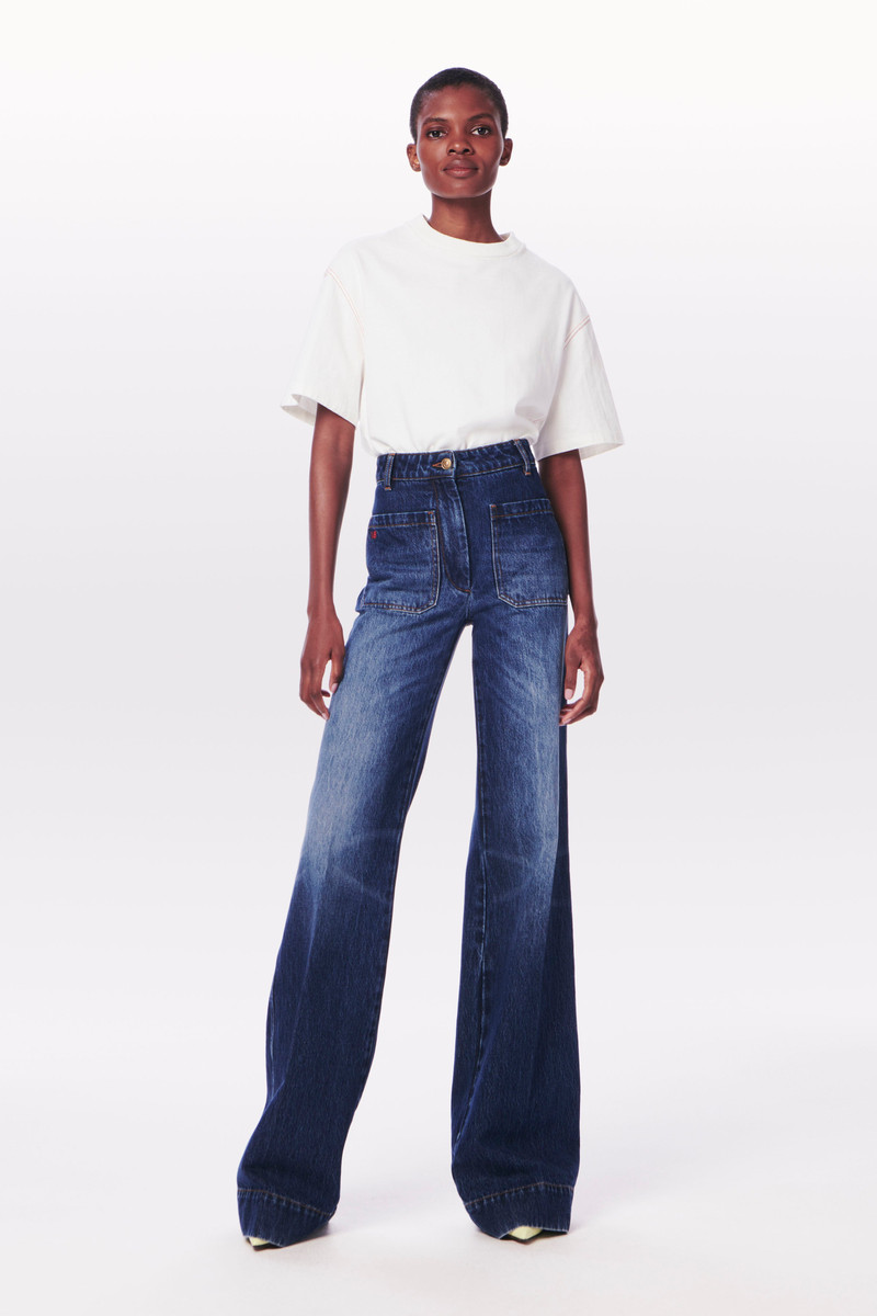 Victoria Beckham Alina High-Rise Jean in Marble Wash outlook