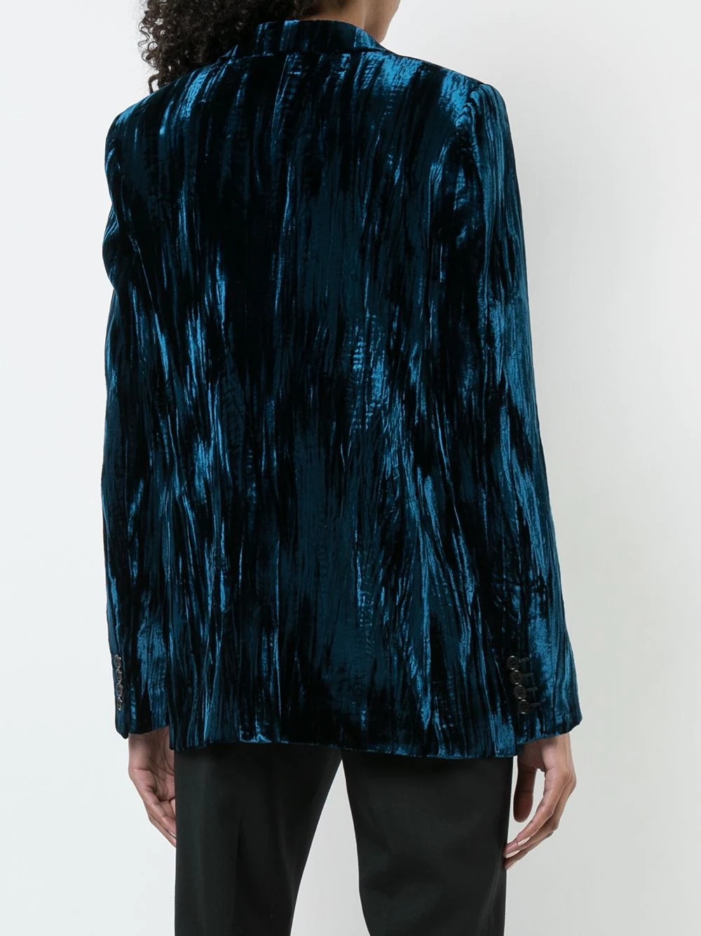 crinkled velvet one-button blazer - 4