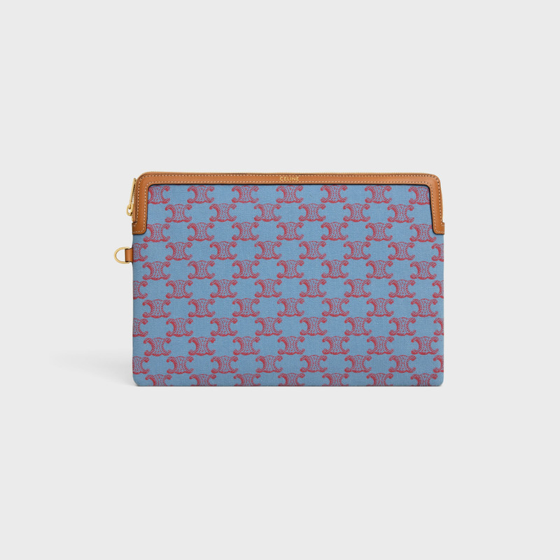 CELINE SMALL POUCH WITH STRAP CUIR TRIOMPHE IN TEXTILE WITH TRIOMPHE ALL OVER outlook
