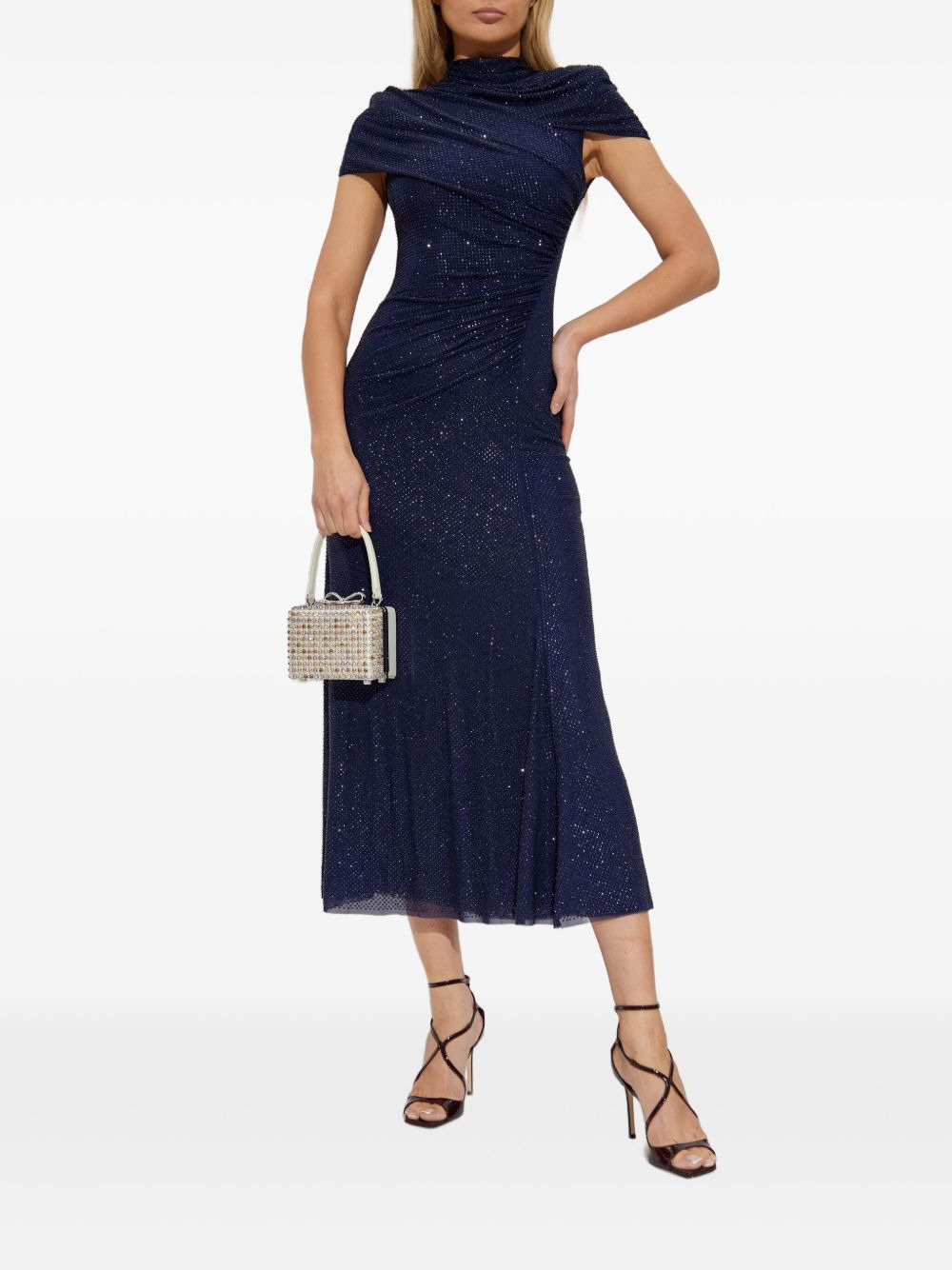 embellished draped dress - 5