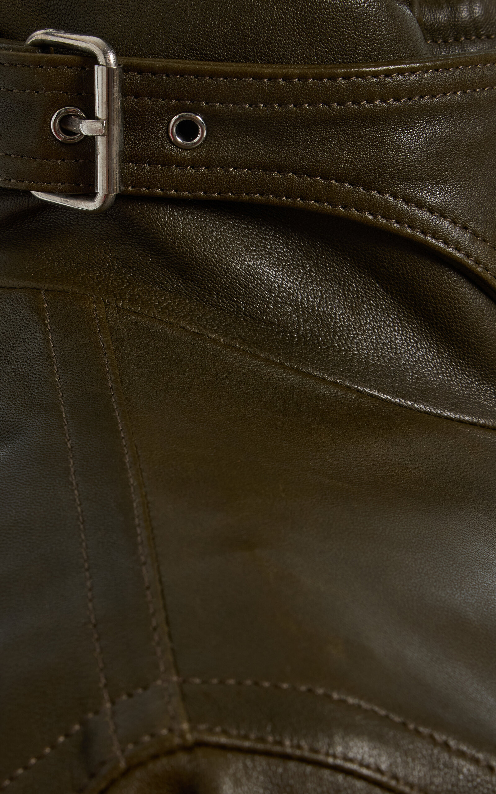 Leather Military Jacket olive - 5