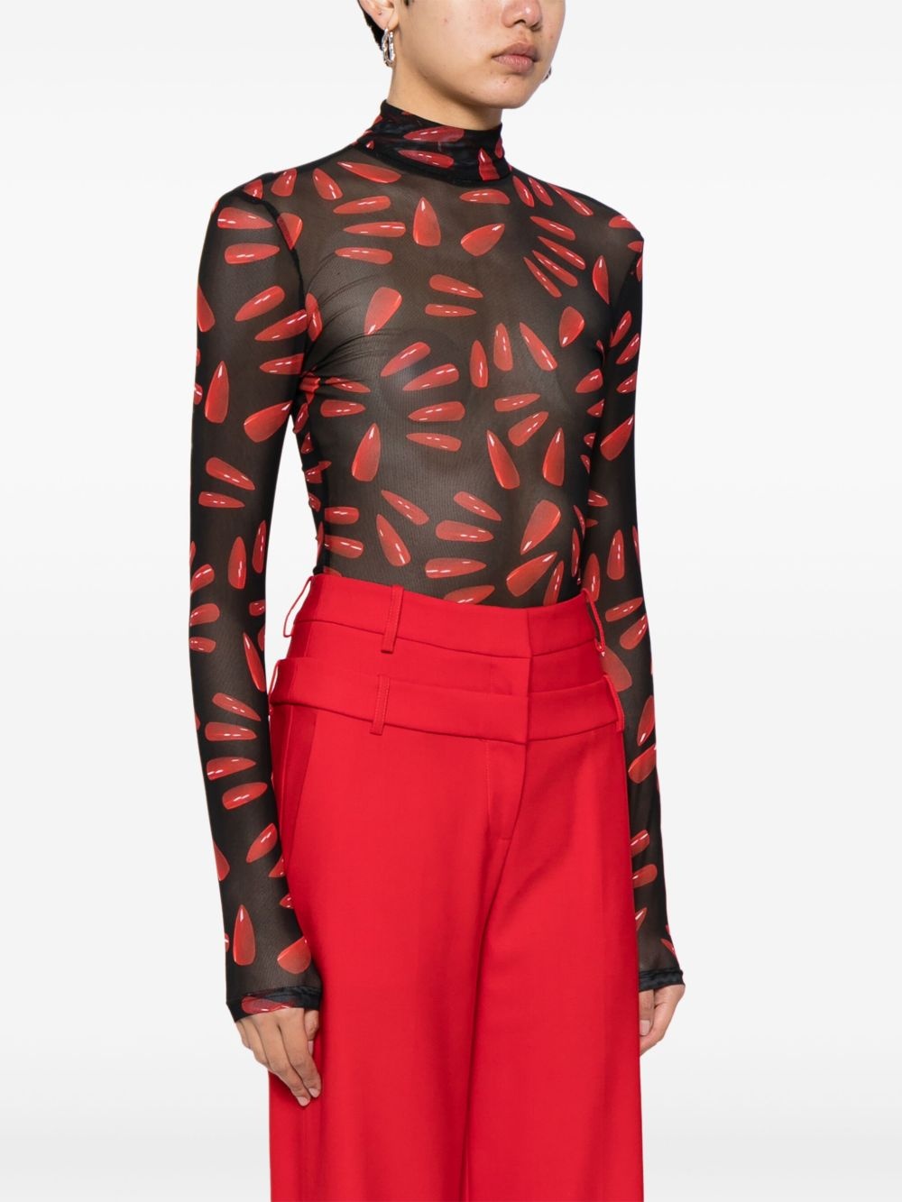 graphic-print sheer bodysuit - 3