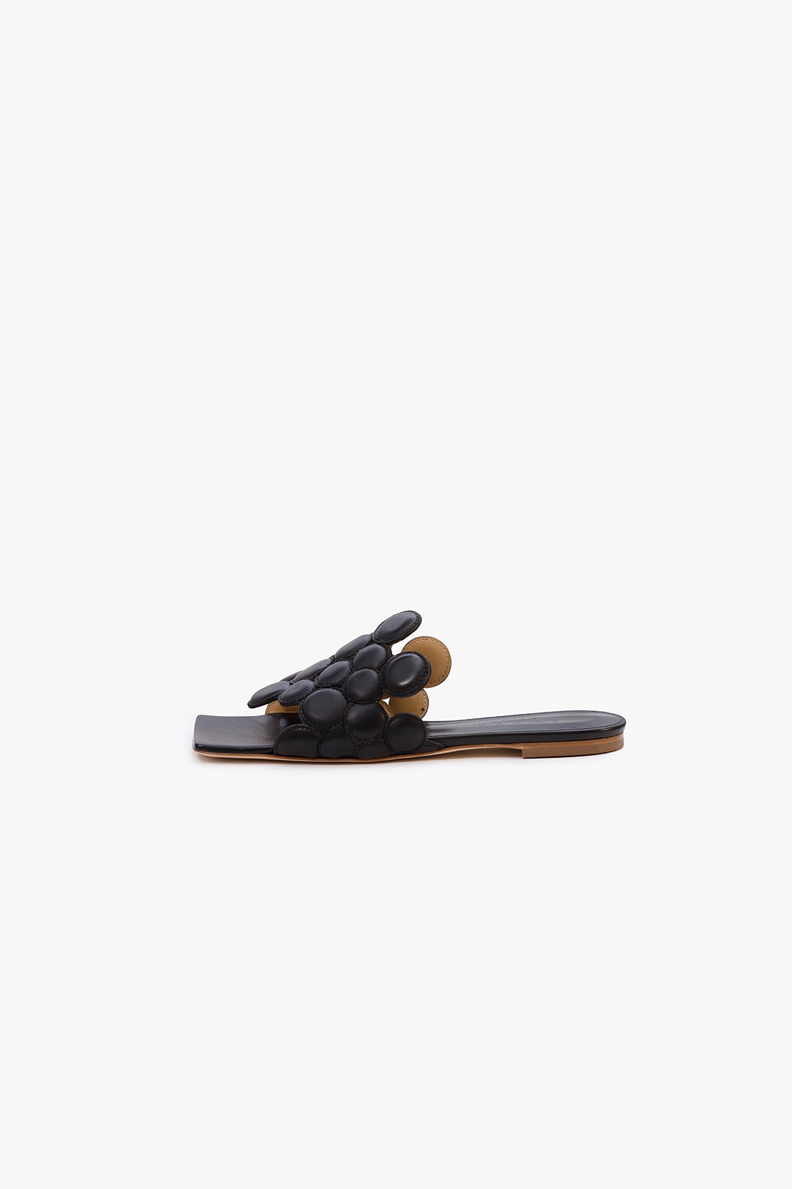 IRIS FLAT SANDALS WITH CIRCULAR DETAIL BLACK - 1