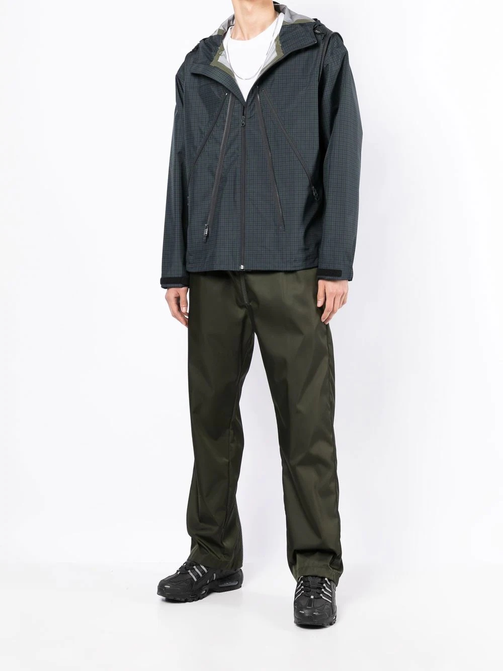 check-pattern zip-fastening jacket - 6