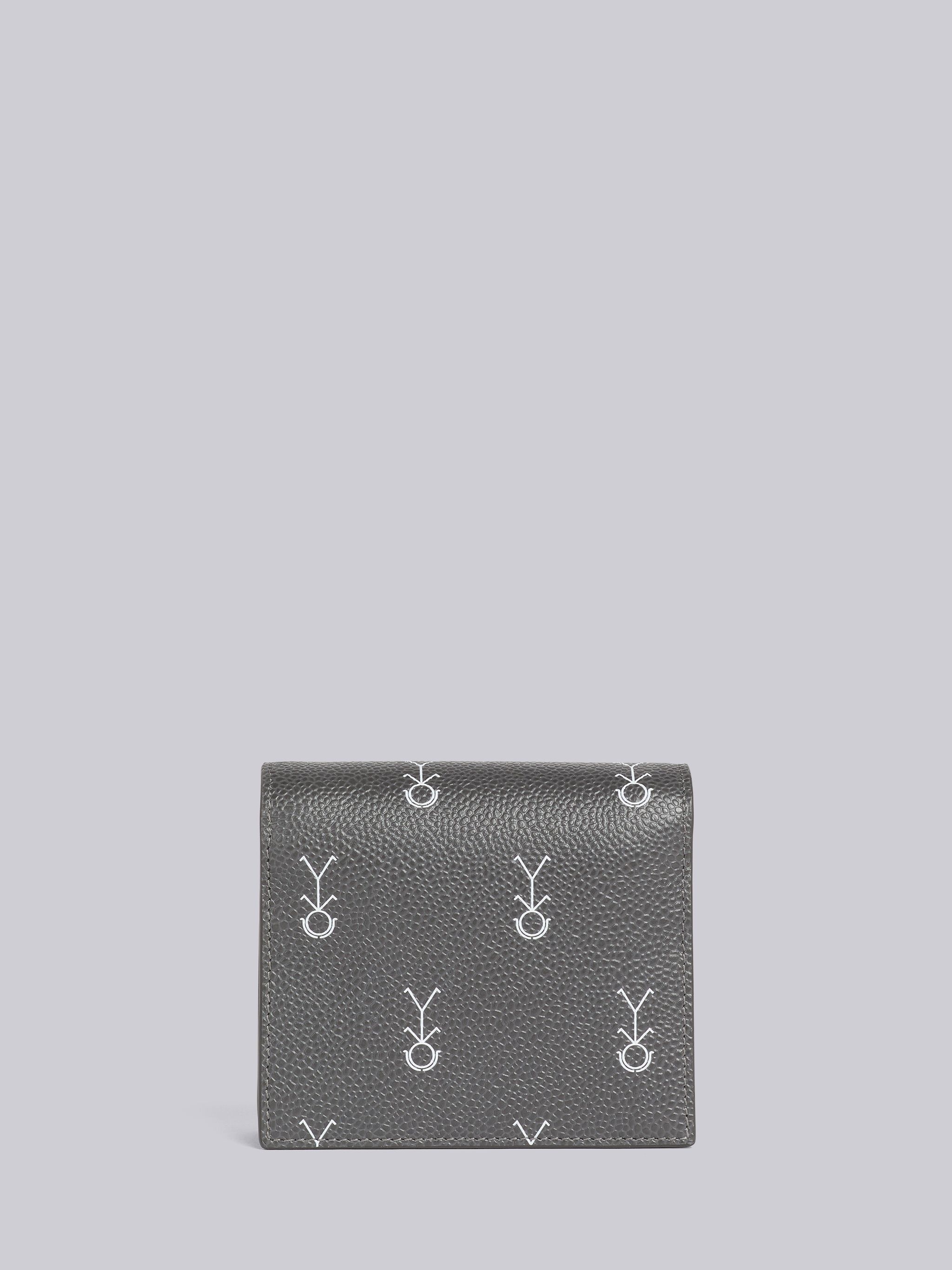 Dark Grey Pebble Grain Leather 3D Mrs. Thom Icon Print Bifold Cardholder With Shoulder Strap - 3