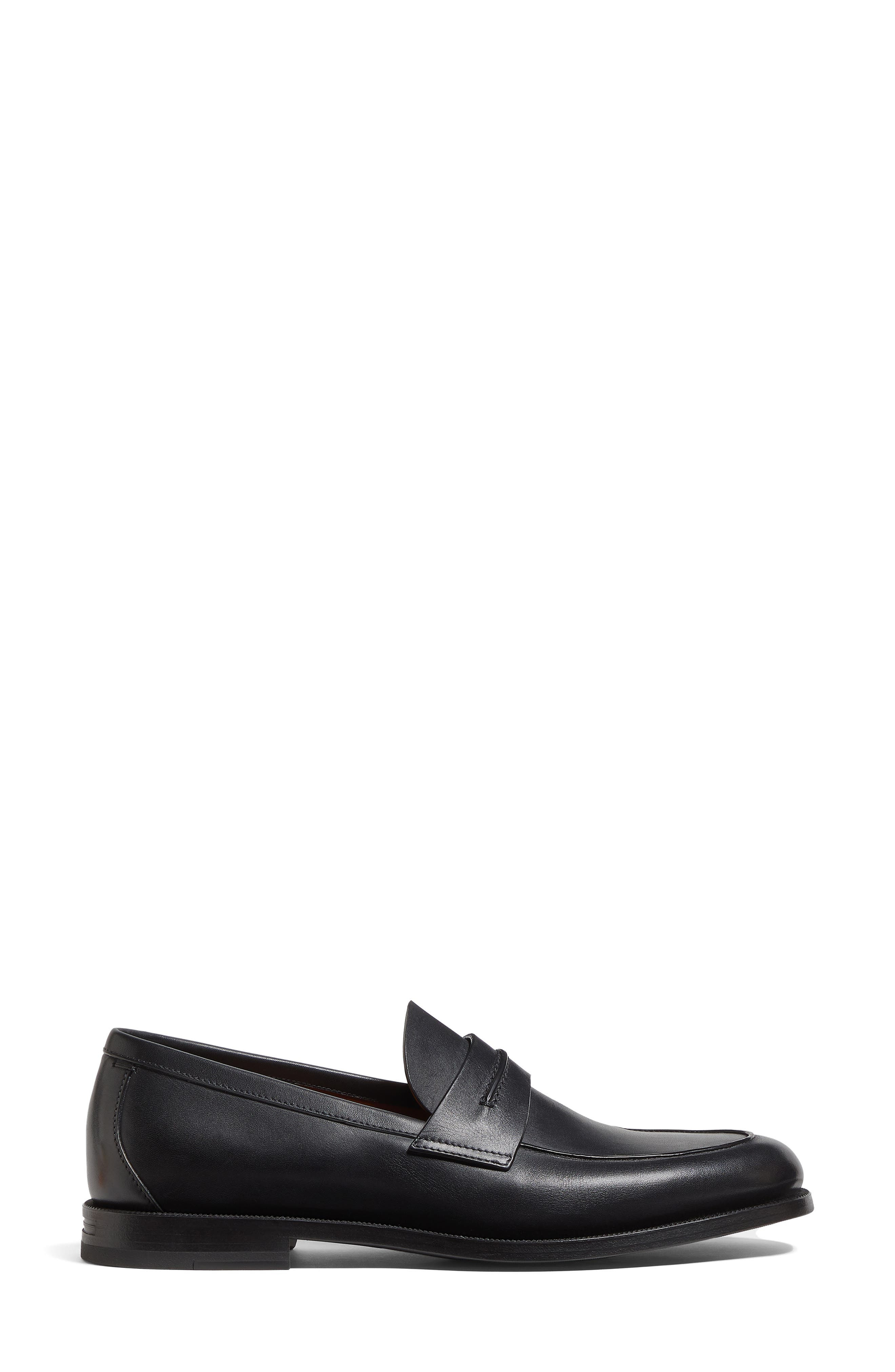 ZEGNA Leather Driving Loafer in Black at Nordstrom - 3