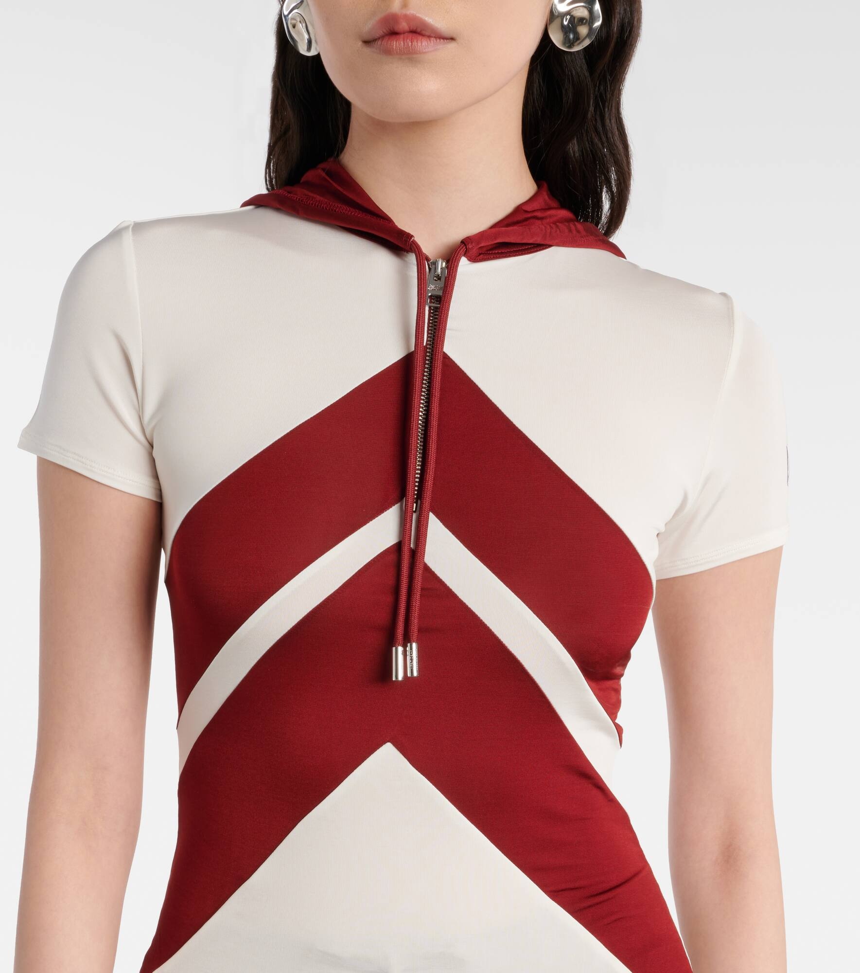 Hooded chevron jersey top - 3