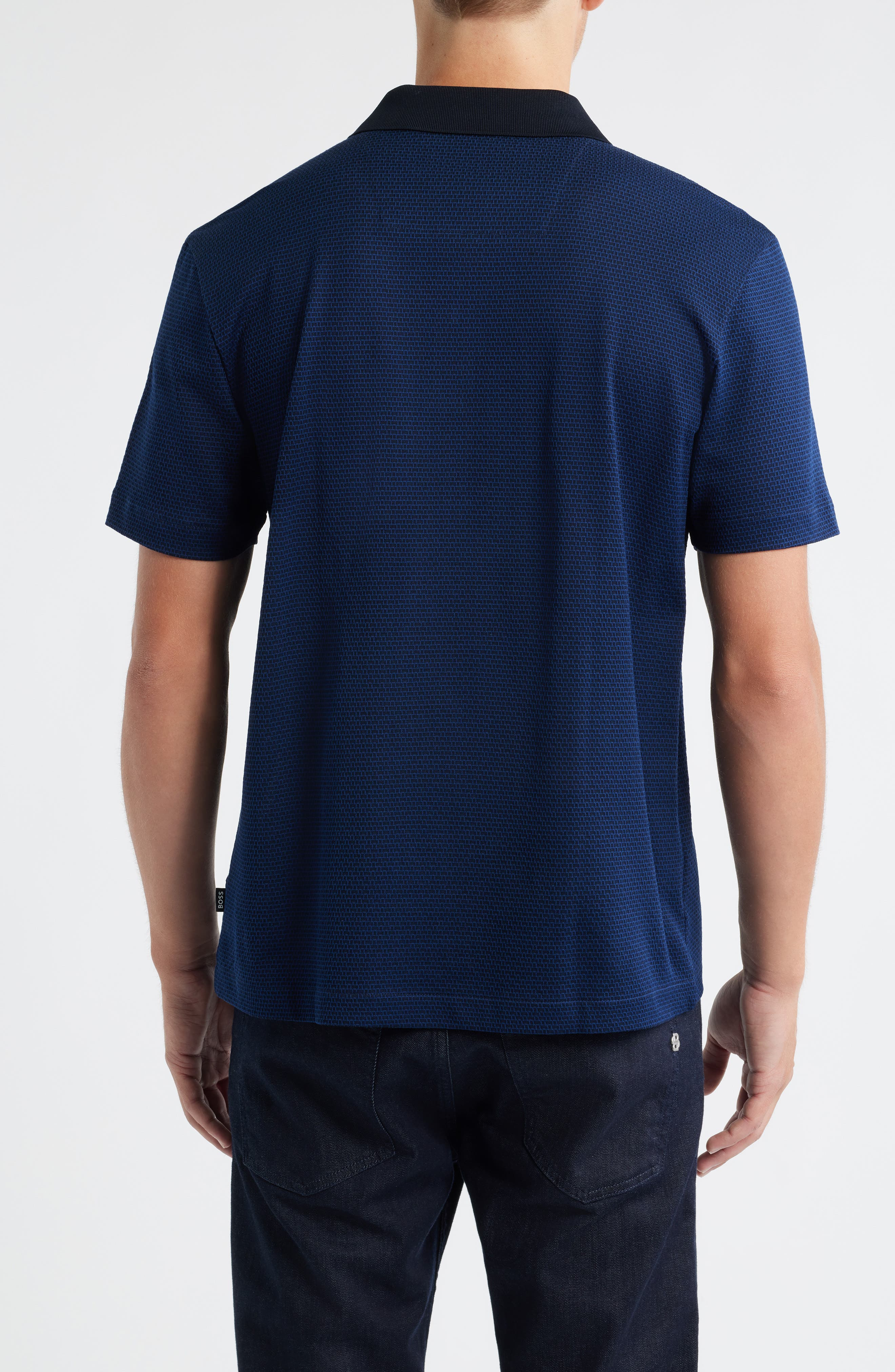 BOSS Parlay Texture Polo in Dark Blue at Nordstrom - 2