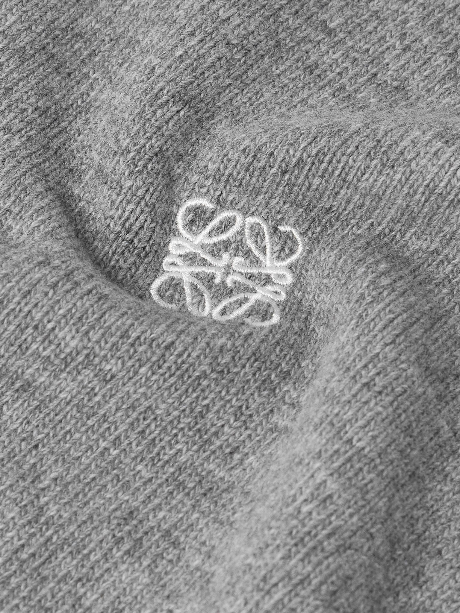 Anagram Logo-Embroidered Wool Sweater Gray - 4