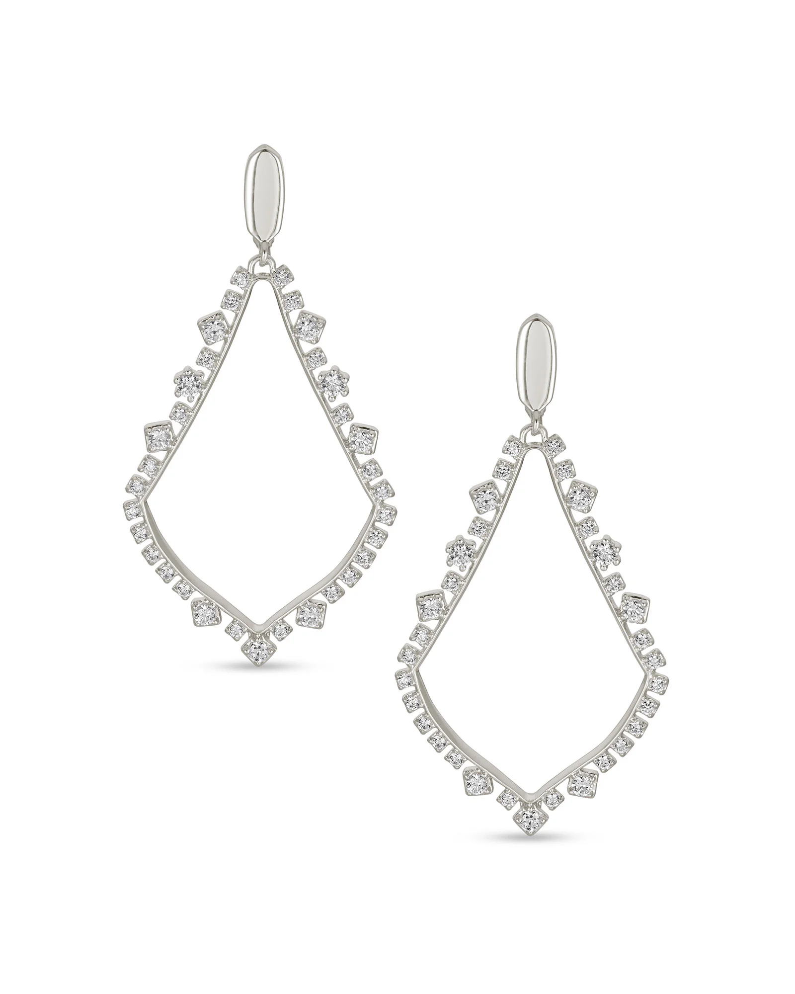 Sophee Crystal Clip-On Drop Earrings in Silver - 1