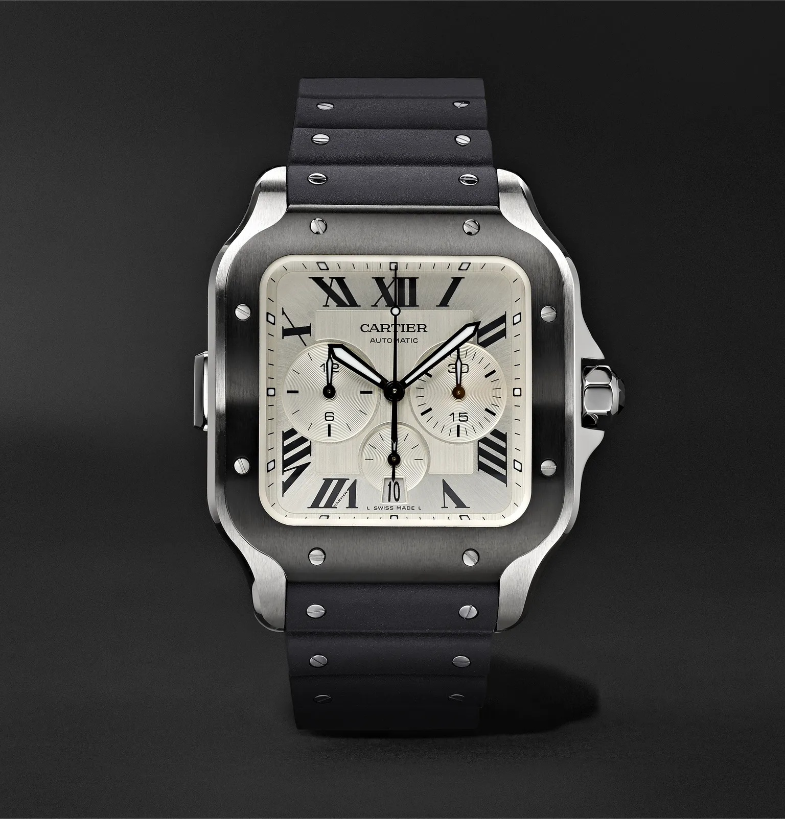 Santos de Cartier Automatic Chronograph 43.3mm Interchangeable ADLC-Coated Stainless Steel, Alligato - 1