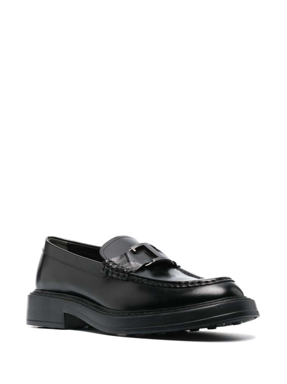 logo-plaque leather loafers - 2