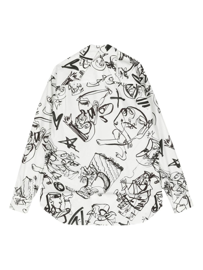 CHARLES JEFFREY LOVERBOY sketch-print organic cotton shirt outlook