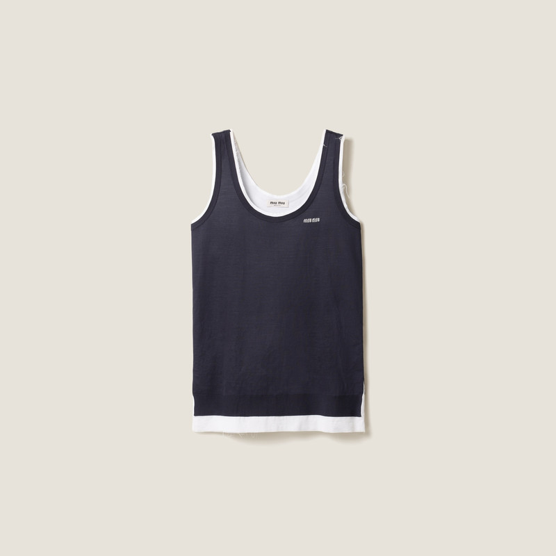 Knit and poplin mini-dress - 1