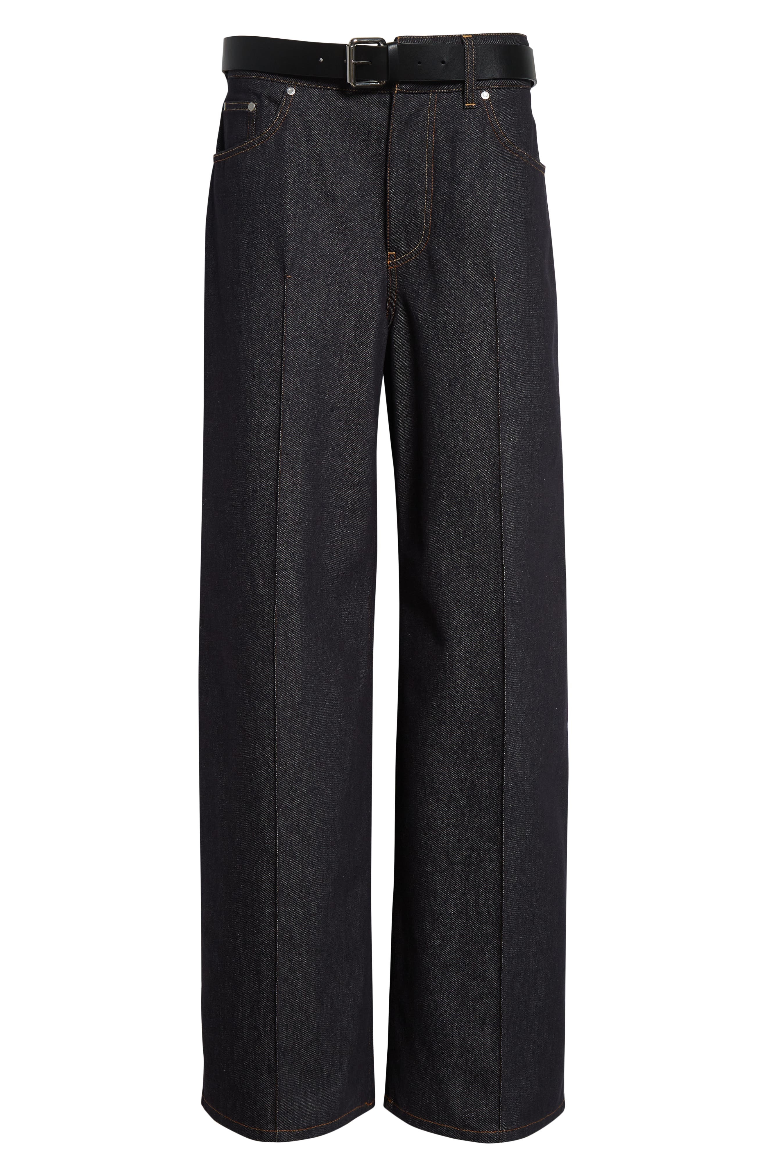 Stella McCartney Belted Raw Denim Straight Leg Jeans in 4123 - 6