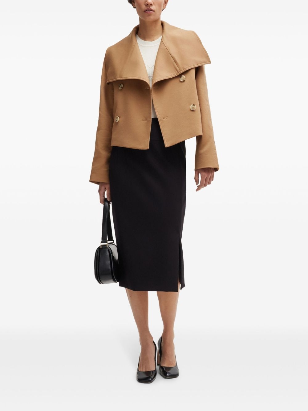 draped-collar cropped jacket - 2
