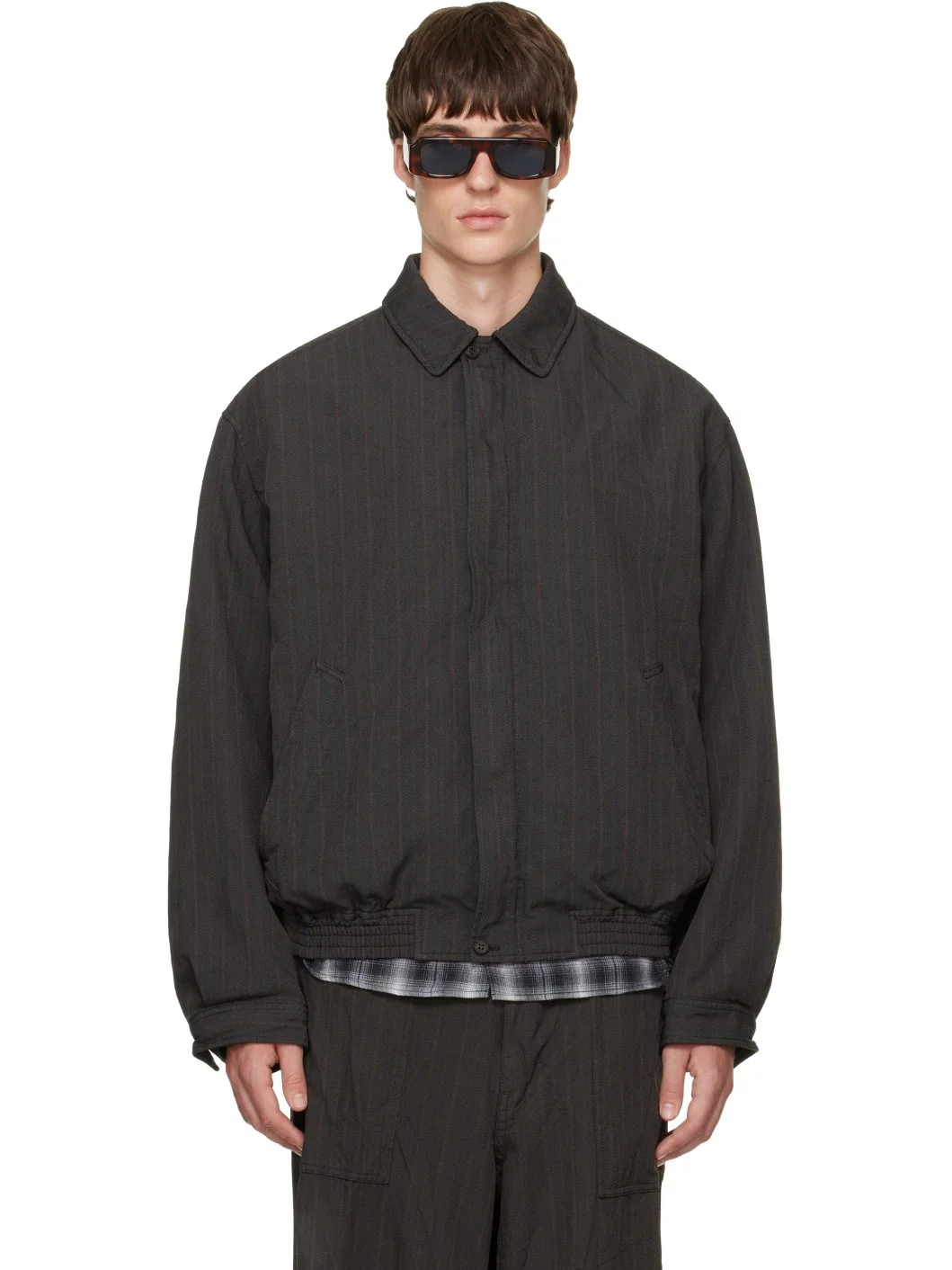 Brown Herringbone Stripe Jacket - 1