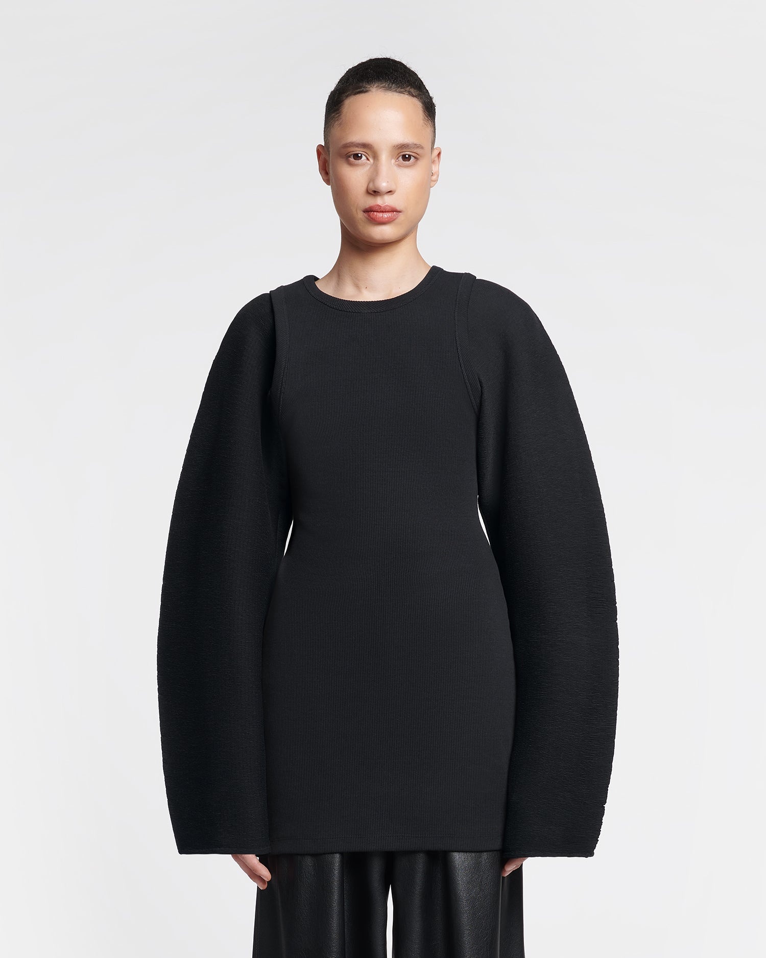 Pleated Ribbed-Jersey Top - 2
