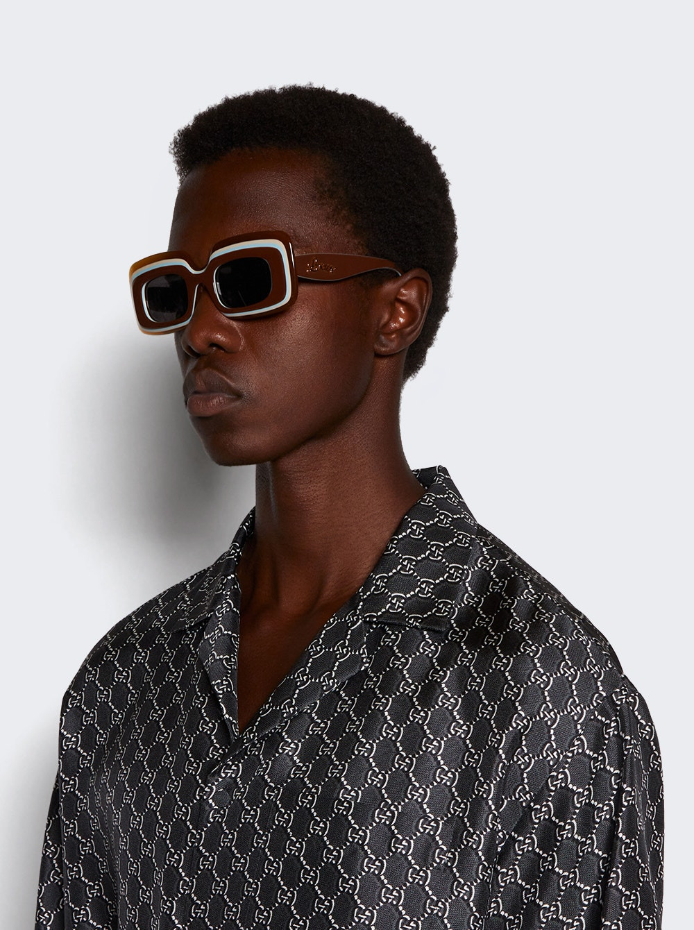 Multilayer Rectangular Sunglasses Brown - 3