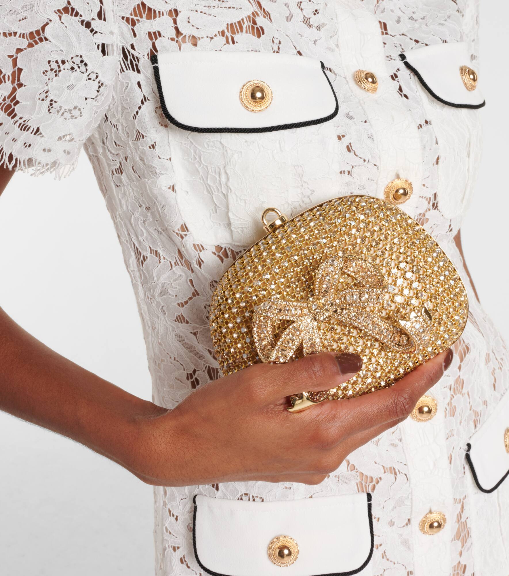 Bow Mini crystal-embellished clutch - 6
