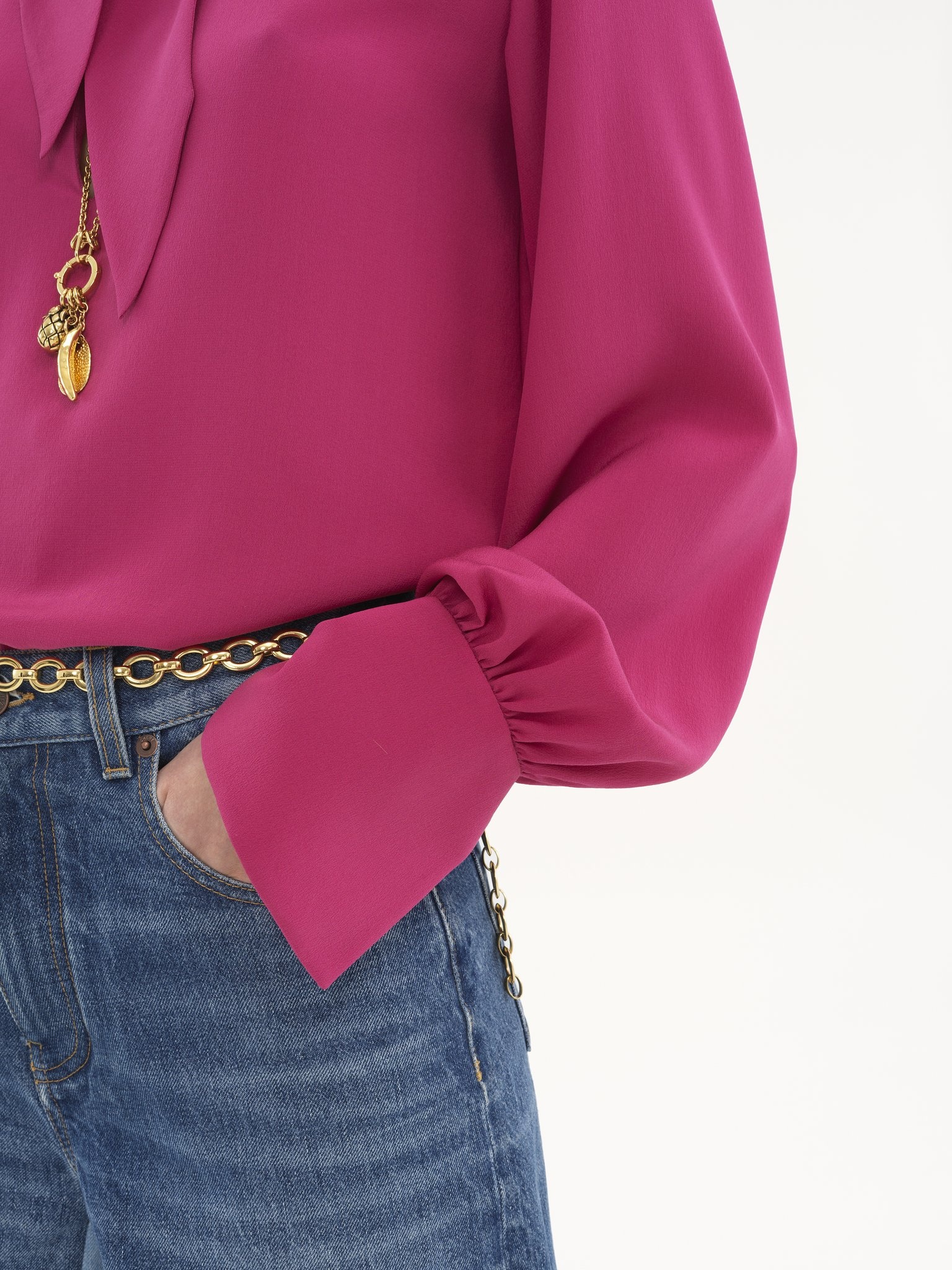 SCARF-TIE BLOUSE IN CRÊPE DE CHINE - 6