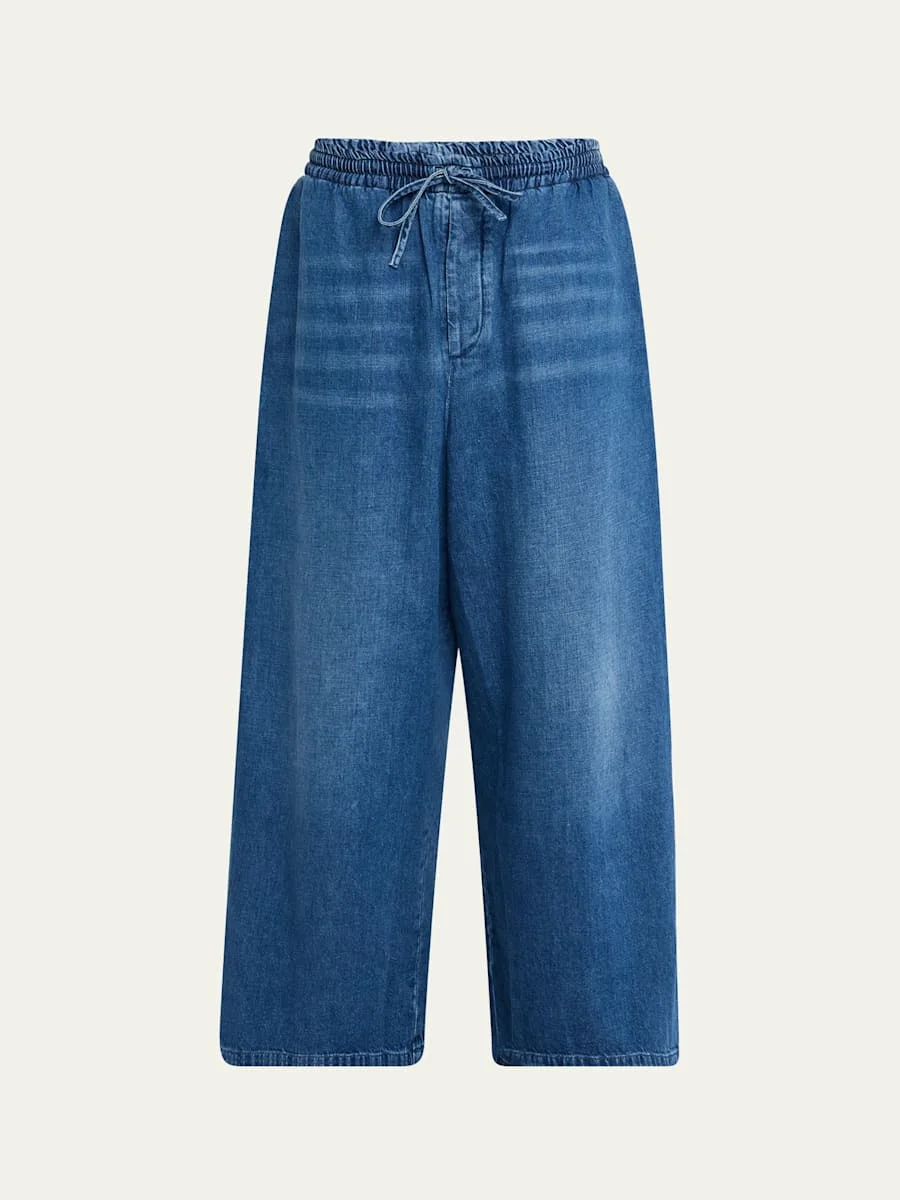 Men's Washed Denim Stretch-Waistband Pants - 1