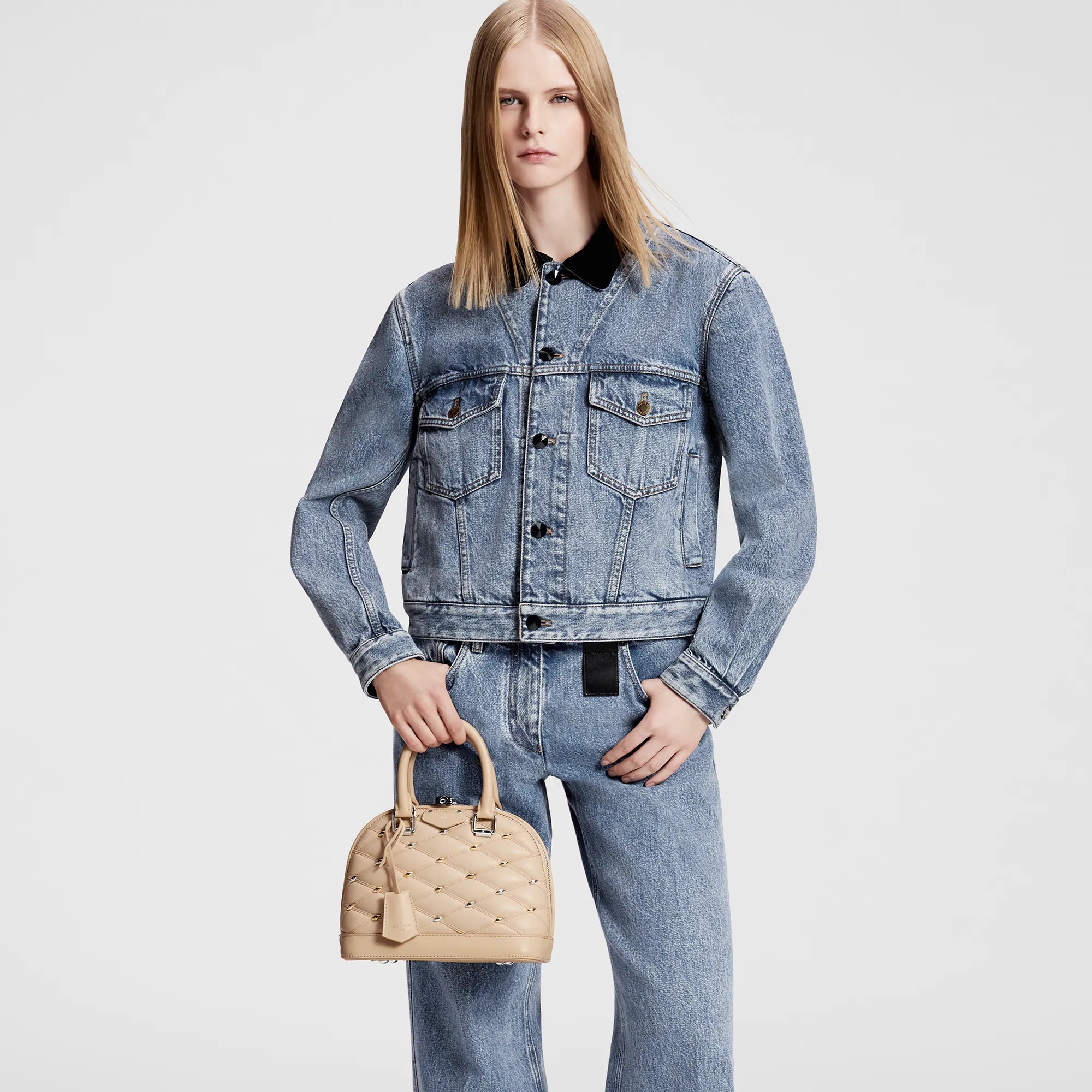 Velvet Accent Denim Jacket - 5